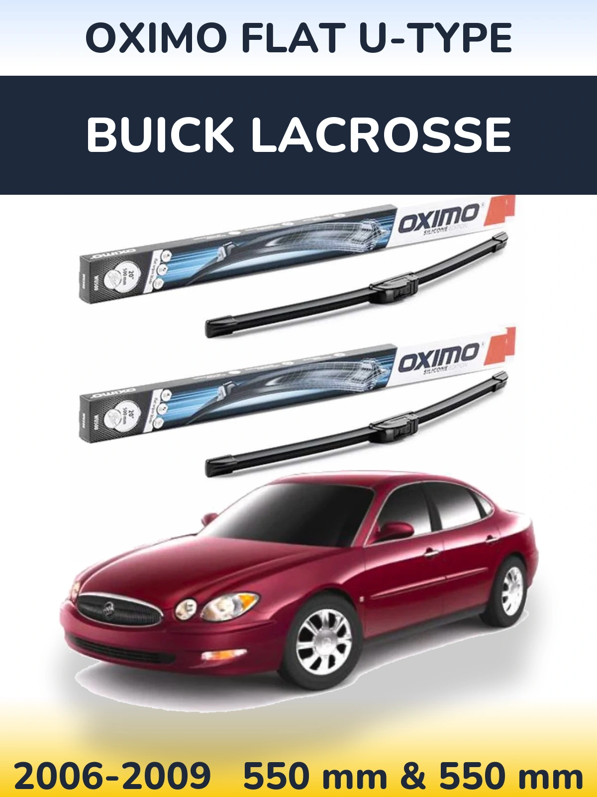 Комплект передних дворников Oximo Flat U-type 550 & 550 мм для Buick LaCrosse 2006-2009
