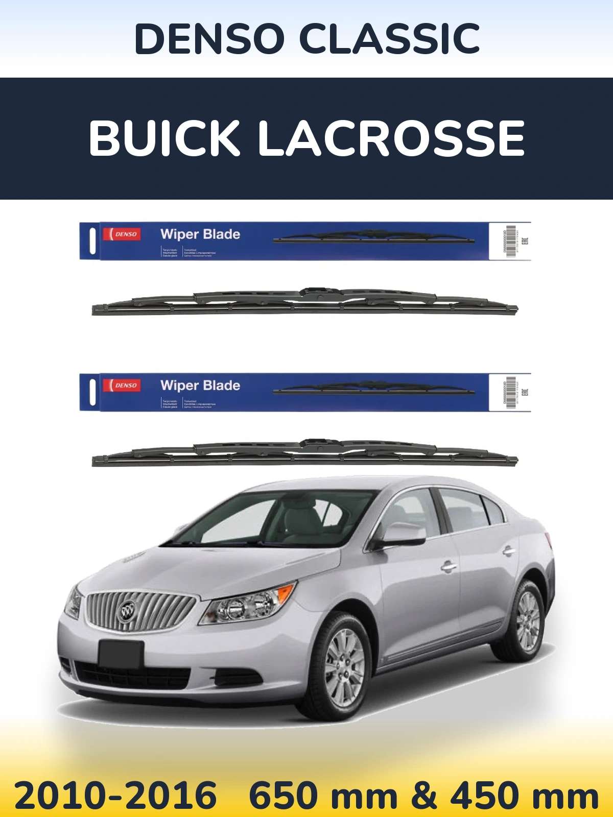 Komplet przednich wycieraczek Denso Classic 650 & 450 mm do Buick LaCrosse 2010-2016