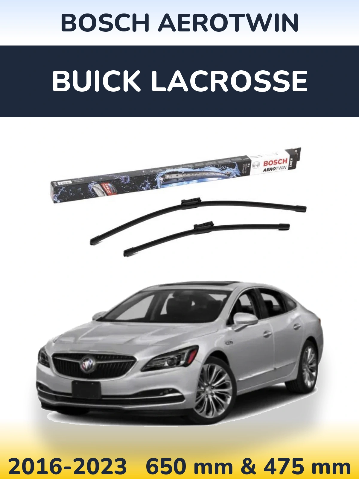 Komplet przednich wycieraczek BOSCH AeroTwin 650 & 475 mm do Buick LaCrosse 2016-2023