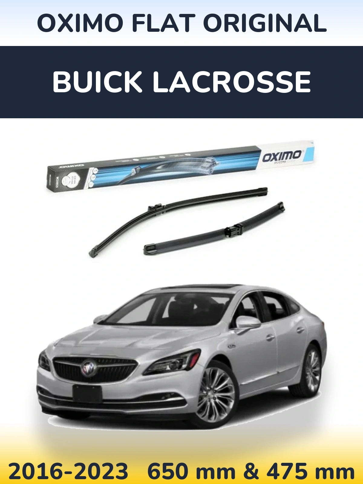 Комплект передних дворников Oximo Flat Original 650 & 475 мм для Buick LaCrosse 2016-2023