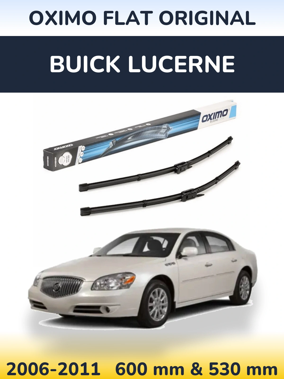 Front wiper blade set Oximo Flat Original 600 & 550 mm for Buick Lucerne 2006-2011