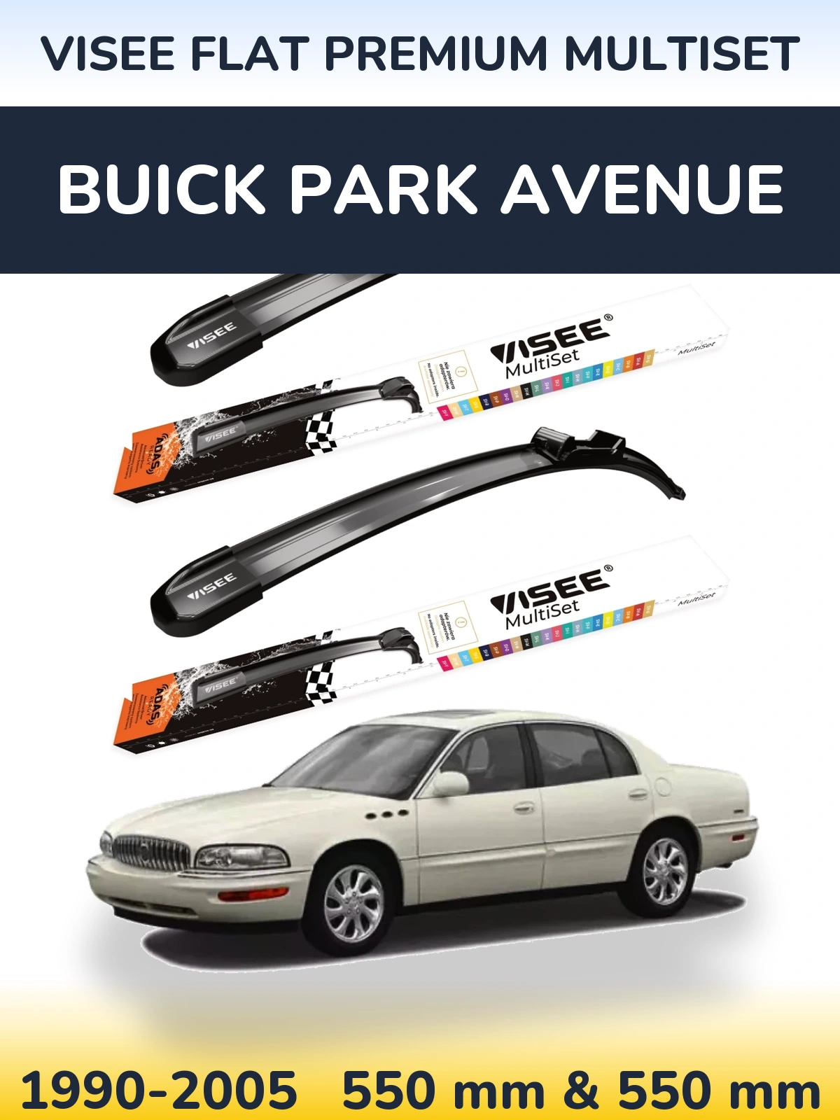 Комплект передних дворников VISEE FLAT PREMIUM MultiSet 550 & 550 мм для Buick Park Avenue 1990-2005
