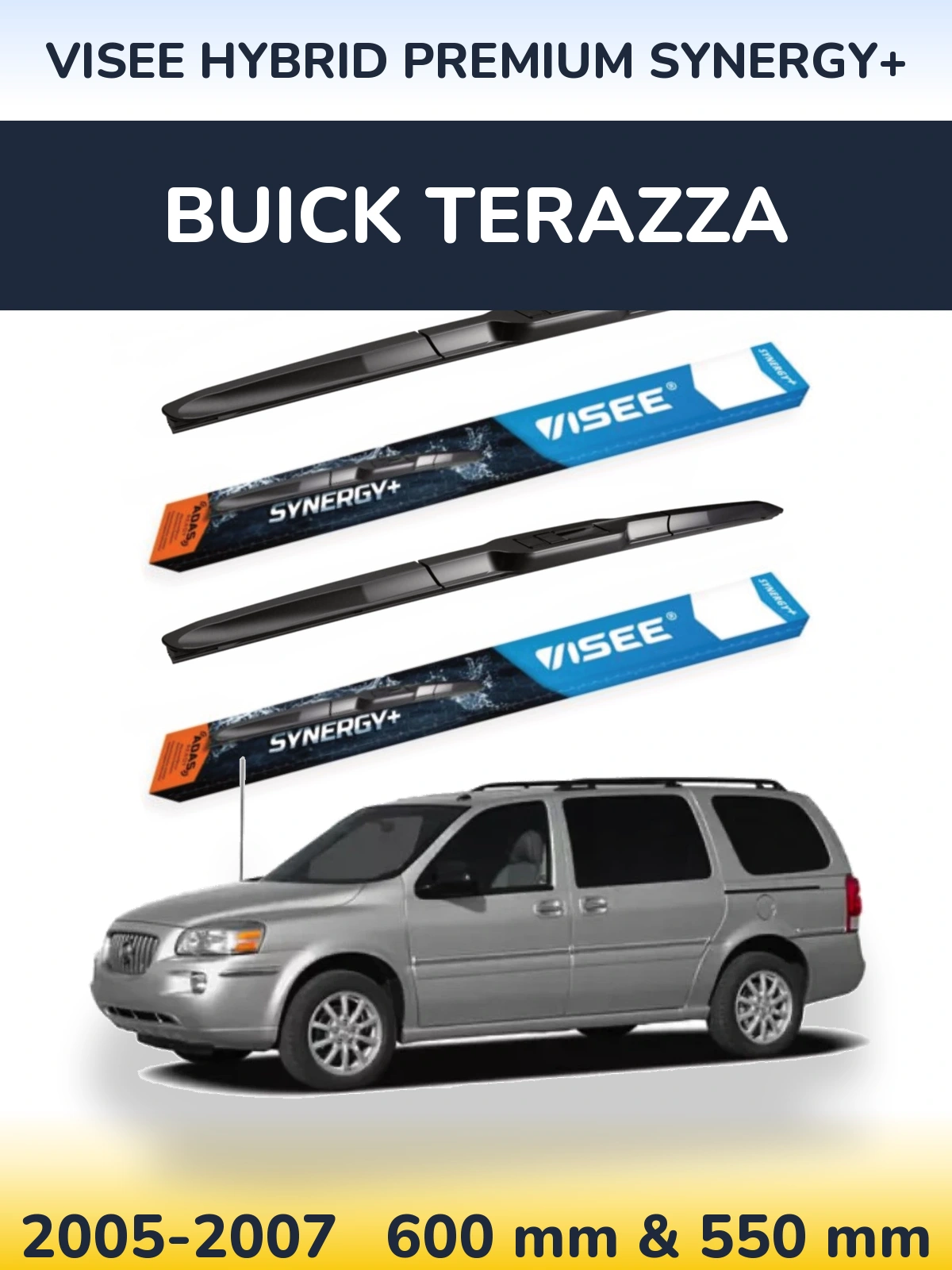 Комплект передних дворников VISEE HYBRID PREMIUM SYNERGY+ 600 & 550 мм для Buick Terazza 2005-2007