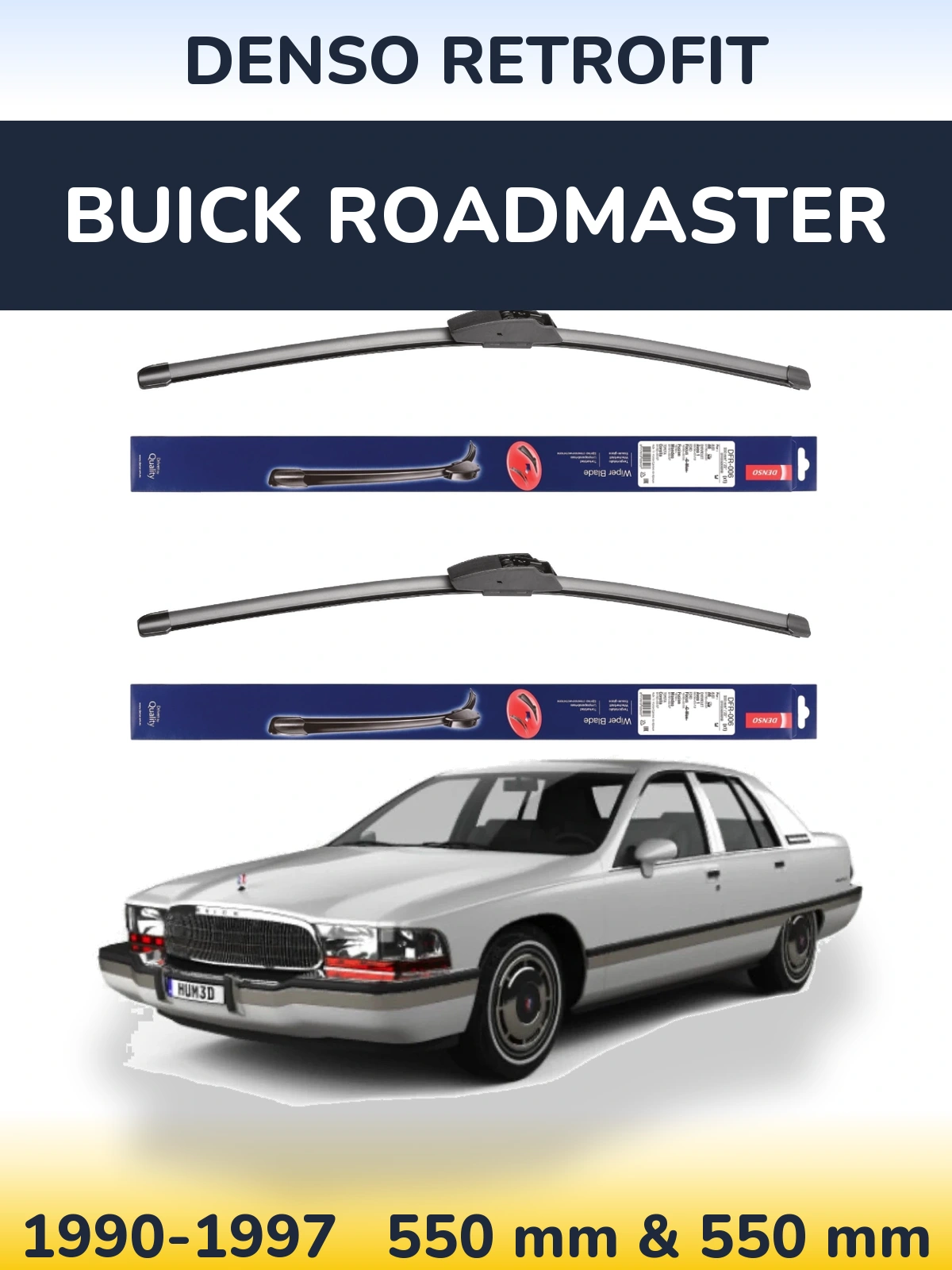Комплект передних дворников Denso Retrofit 550 & 550 мм для Buick Roadmaster 1990-1997
