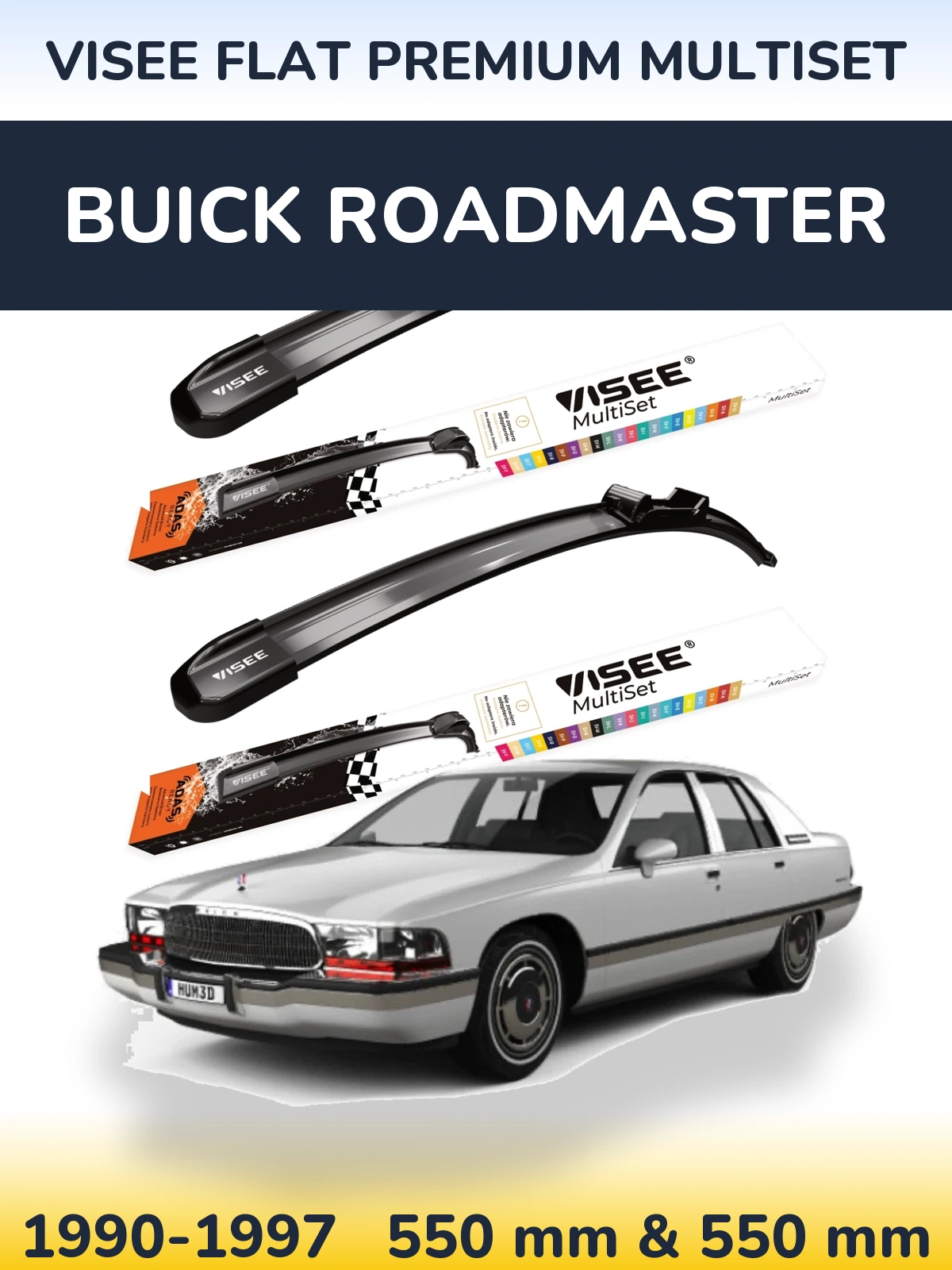 Komplet przednich wycieraczek VISEE FLAT PREMIUM MultiSet 550 & 550 mm do Buick Roadmaster 1990-1997