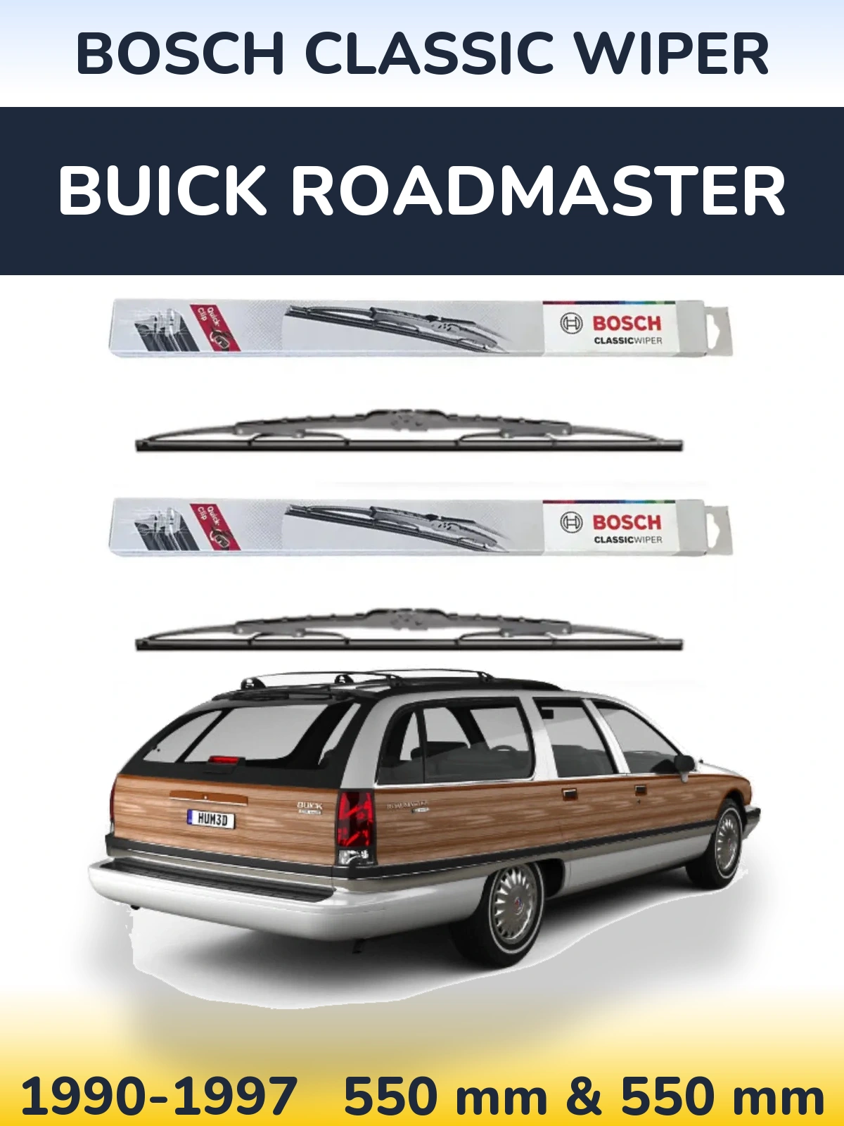 Komplet przednich wycieraczek BOSCH Classic Wiper 550 & 550 mm do Buick Roadmaster 1990-1997