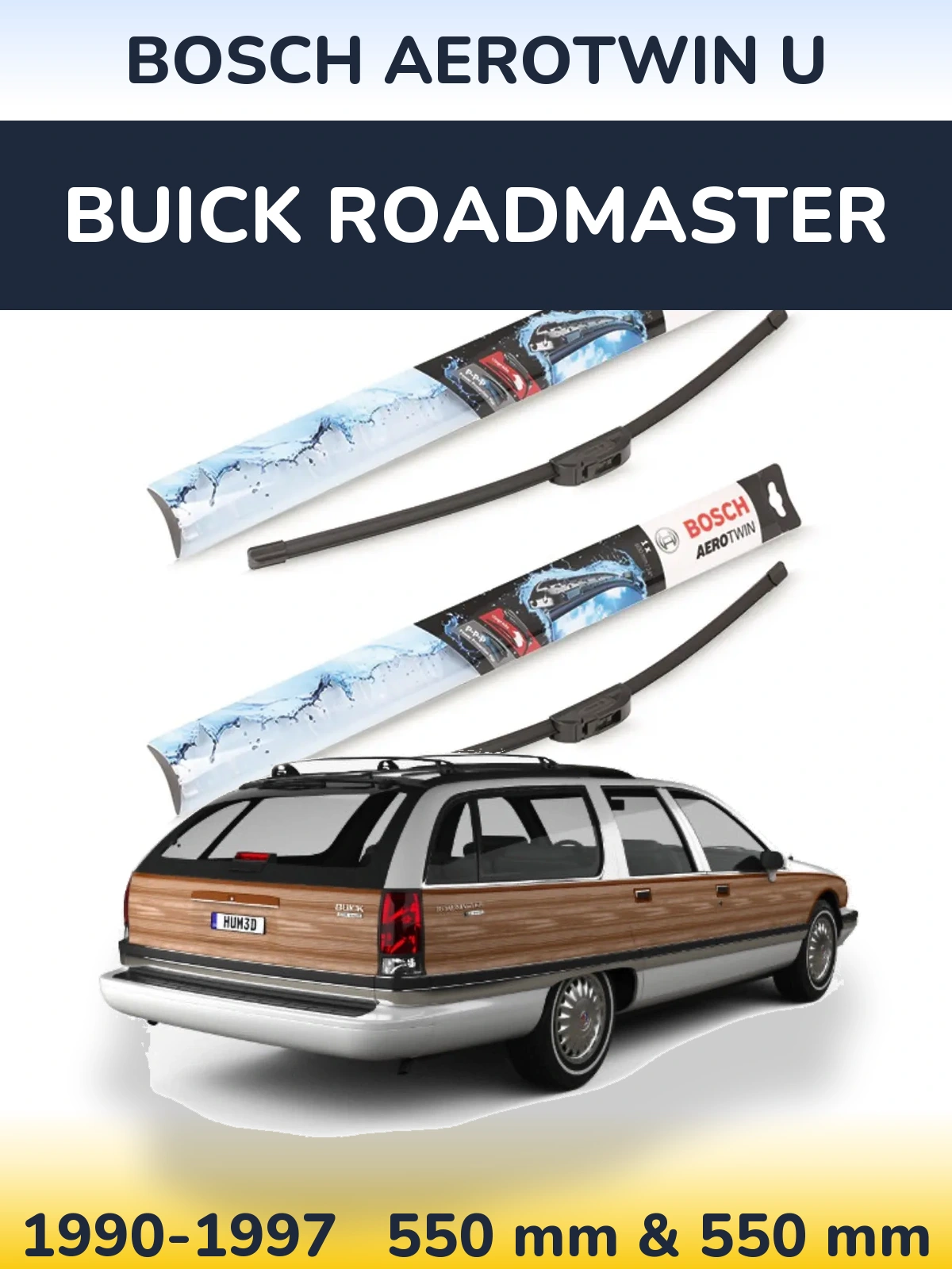 Комплект передних дворников BOSCH AeroTwin U 550 & 550 мм для Buick Roadmaster 1990-1997
