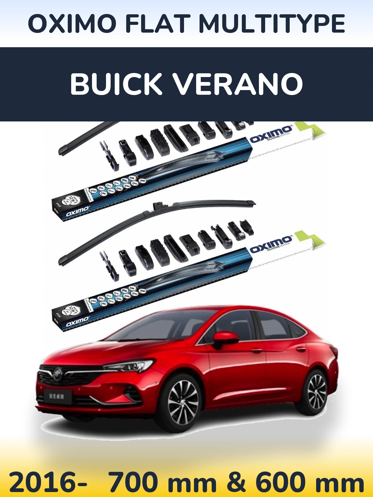 Комплект передніх щіток Oximo Flat MultiТипe 700 & 600 мм для Buick Verano 2016-2026