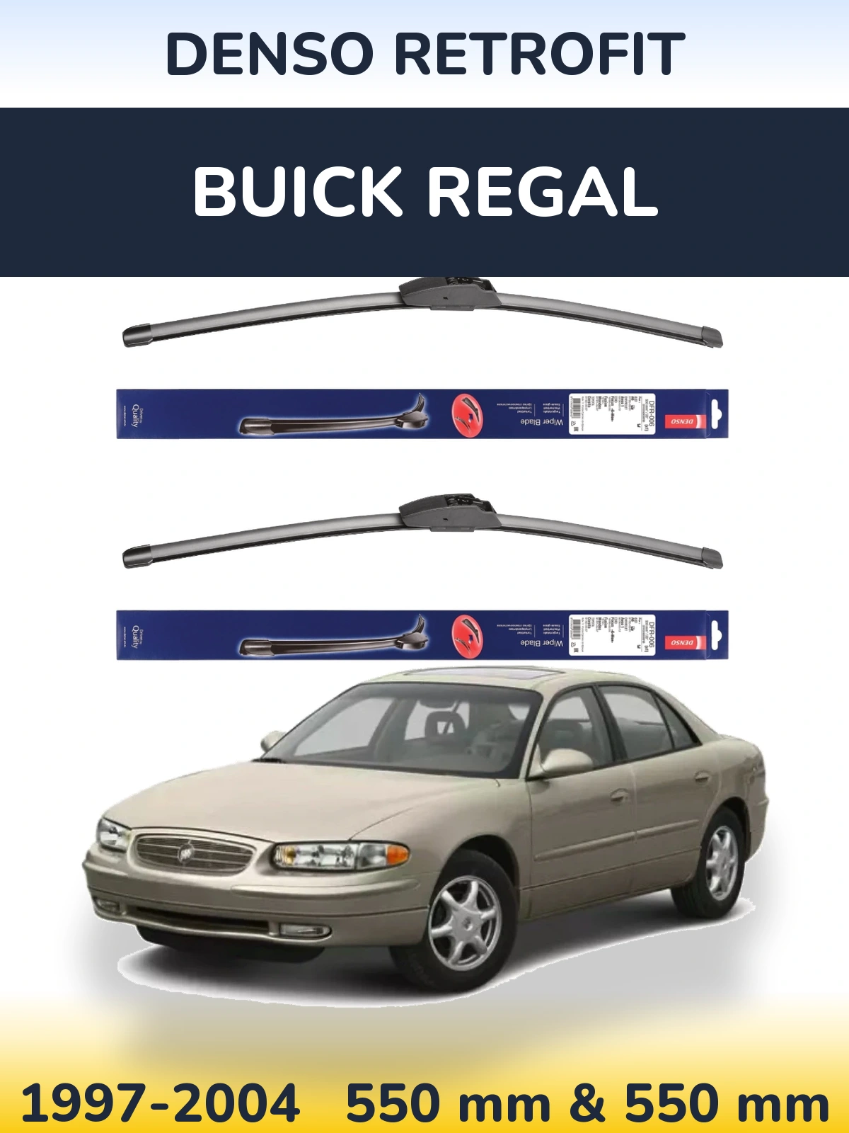Komplet przednich wycieraczek Denso Retrofit 550 & 550 mm do Buick Regal 1997-2004