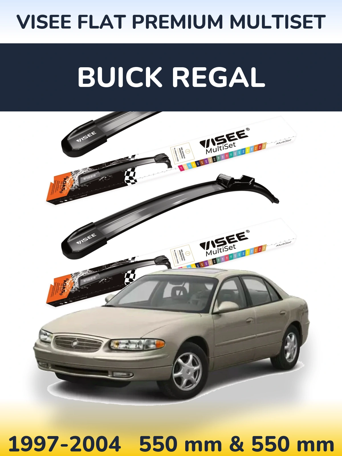 Комплект передніх щіток VISEE FLAT PREMIUM MultiSet 550 & 550 мм для Buick Regal 1997-2004
