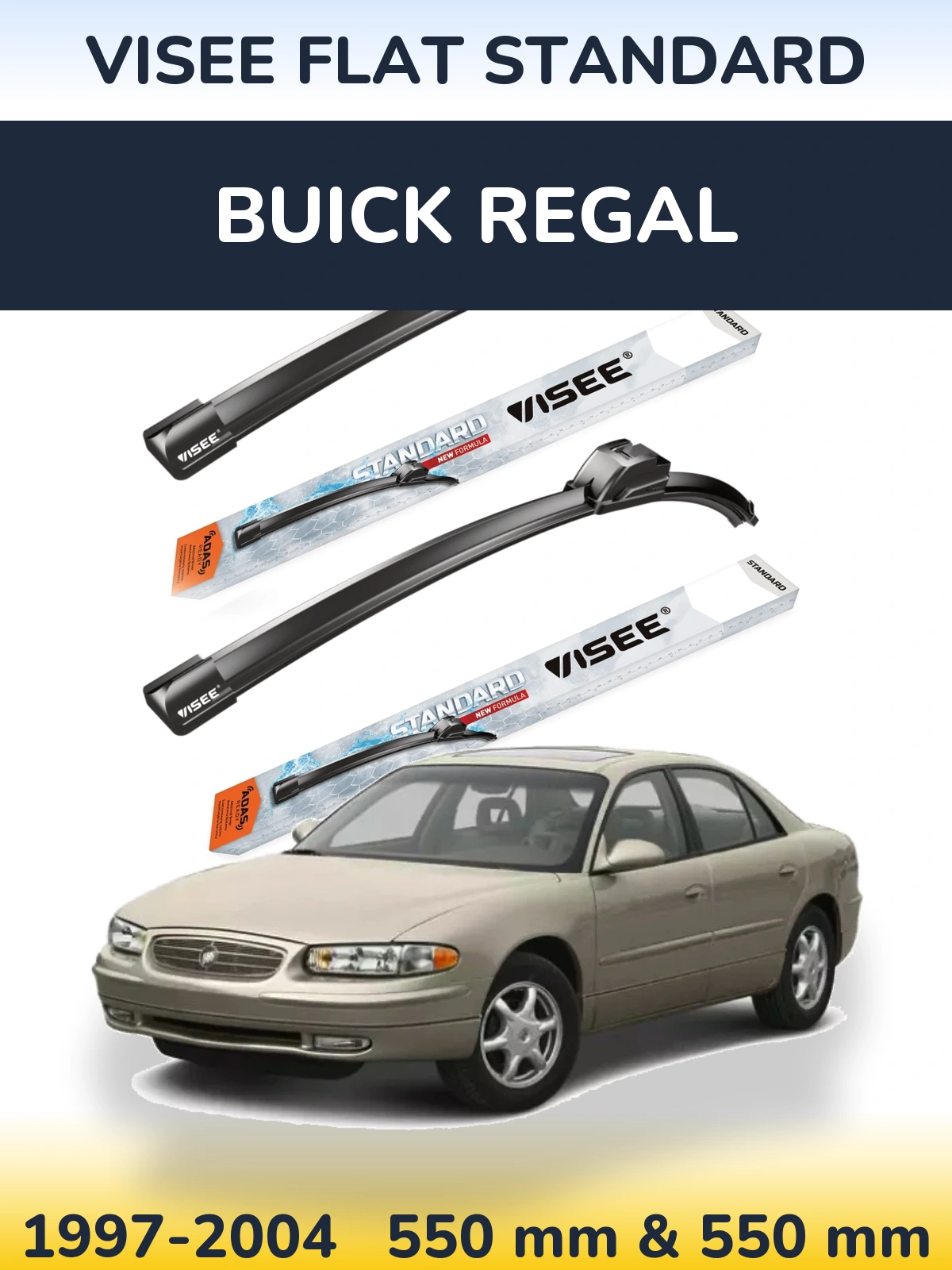 Komplet przednich wycieraczek VISEE FLAT STANDARD 550 & 550 mm do Buick Regal 1997-2004