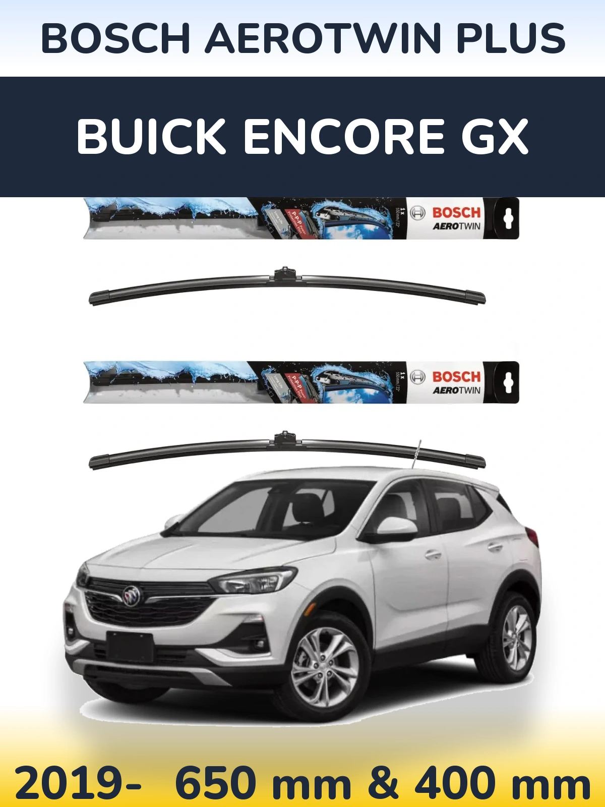 Komplet przednich wycieraczek BOSCH AeroTwin Plus 650 & 400 mm do Buick Encore GX 2019-2026