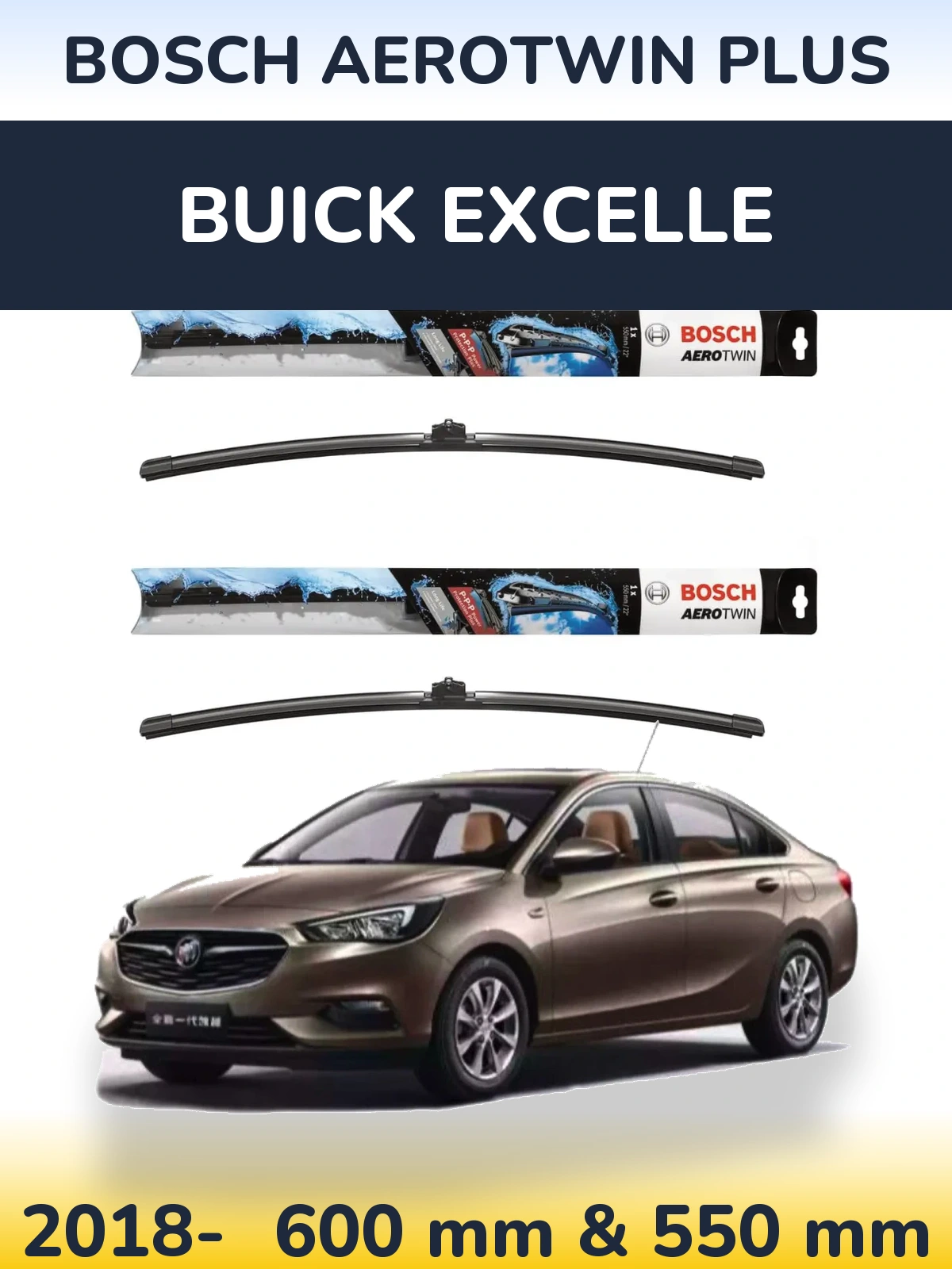 Комплект передніх щіток BOSCH AeroTwin Plus 600 & 550 мм для Buick Excelle 2018-2026