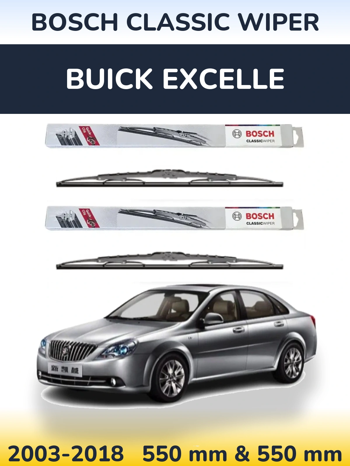 Komplet przednich wycieraczek BOSCH Classic Wiper 550 & 550 mm do Buick Excelle 2003-2018
