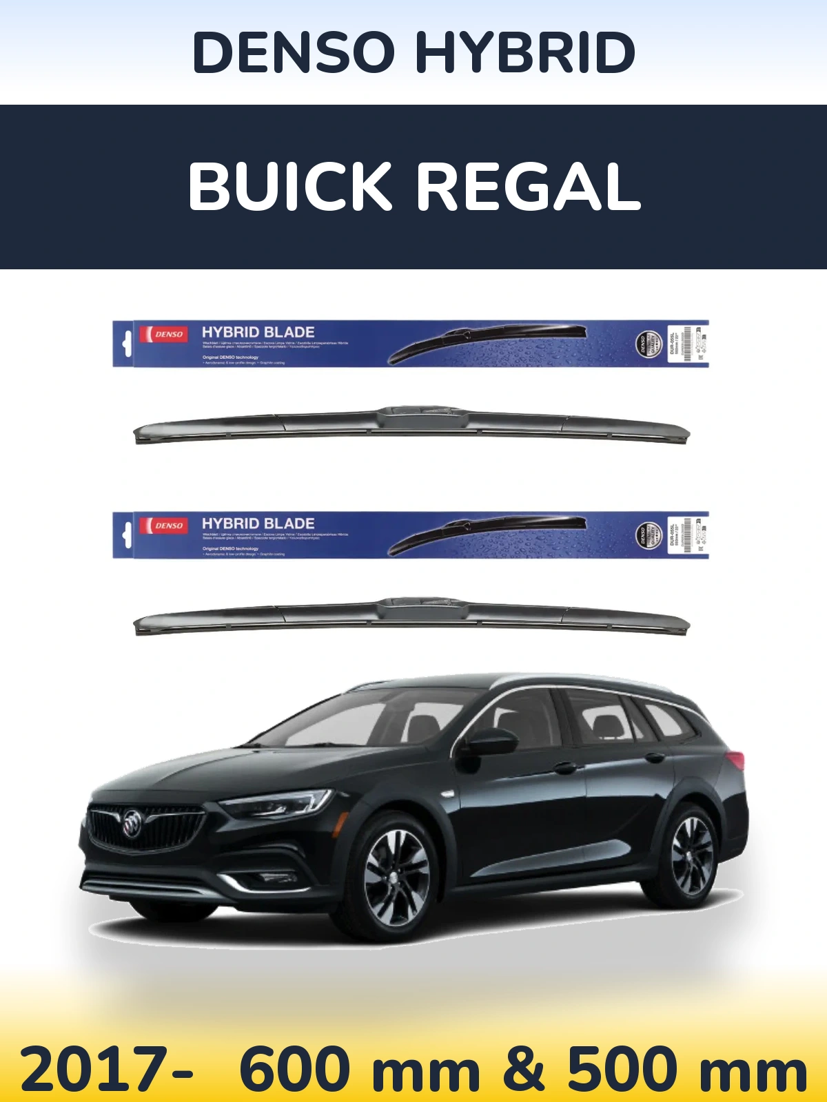 Komplet przednich wycieraczek Denso Hybrid 600 & 500 mm do Buick Regal 2017-2026