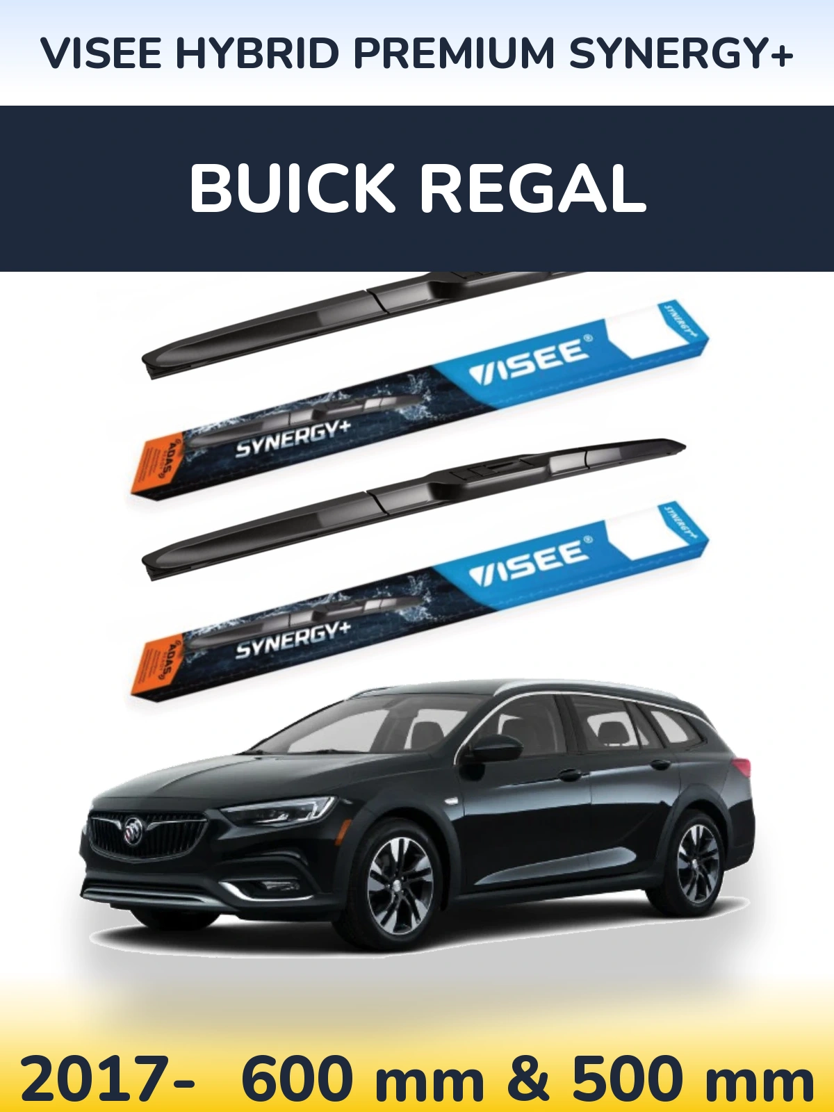 Komplet przednich wycieraczek VISEE HYBRID PREMIUM SYNERGY+ 600 & 500 mm do Buick Regal 2017-2026