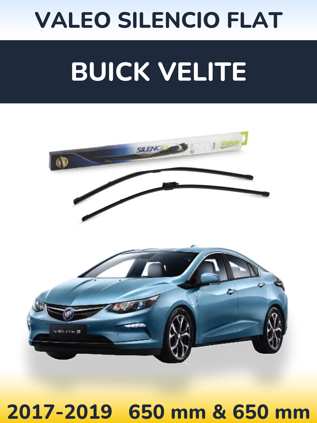 Komplet przednich wycieraczek Valeo Silencio Flat 650 & 650 mm do Buick Velite 2017-2019