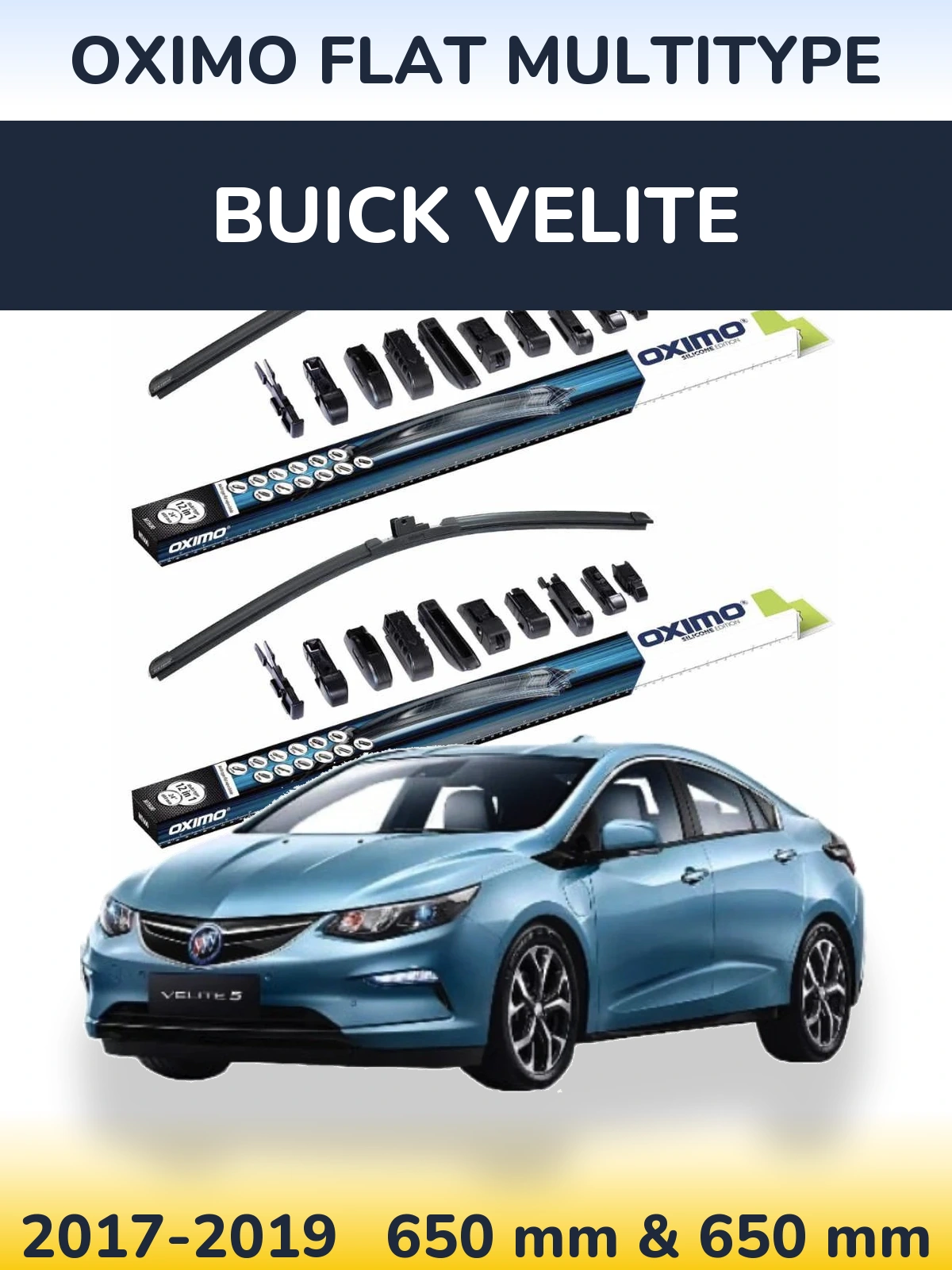Komplet przednich wycieraczek Oximo Flat MultiType 650 & 650 mm do Buick Velite 2017-2019