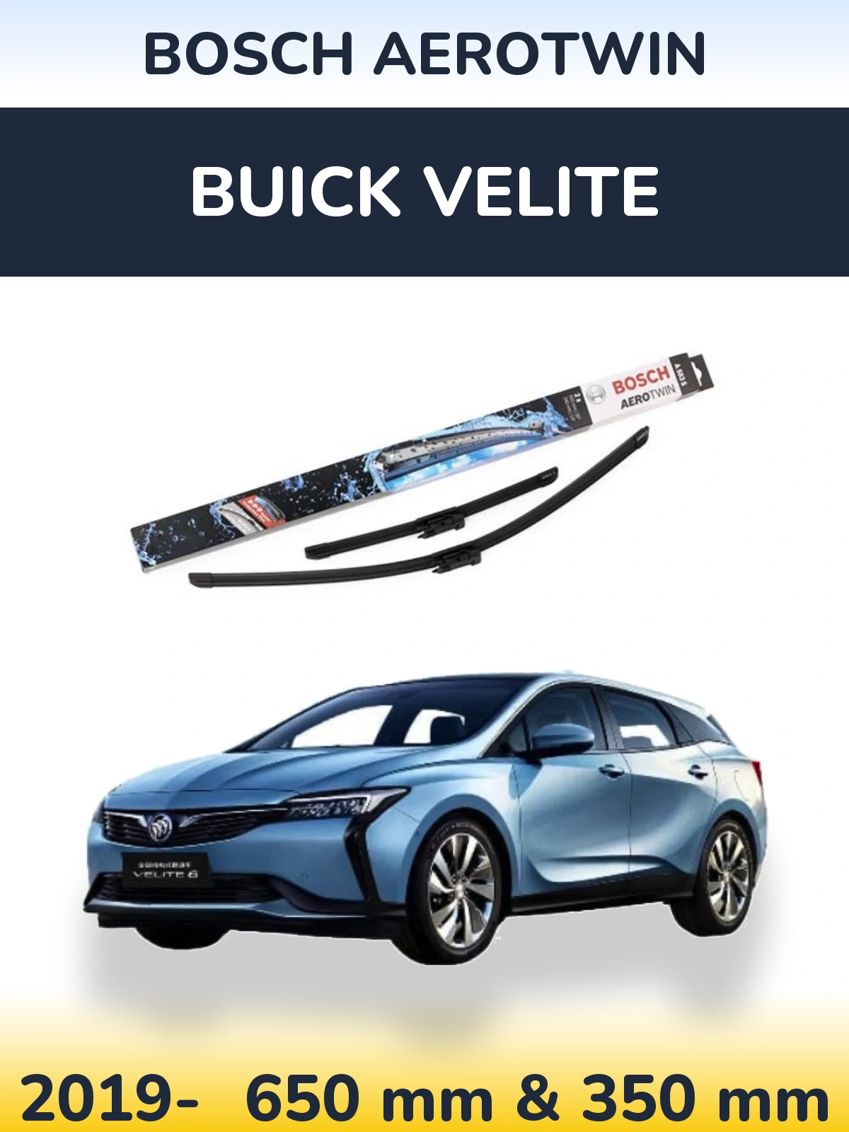 Комплект передних дворников BOSCH AeroTwin 650 & 340 мм для Buick Velite 2019-2026