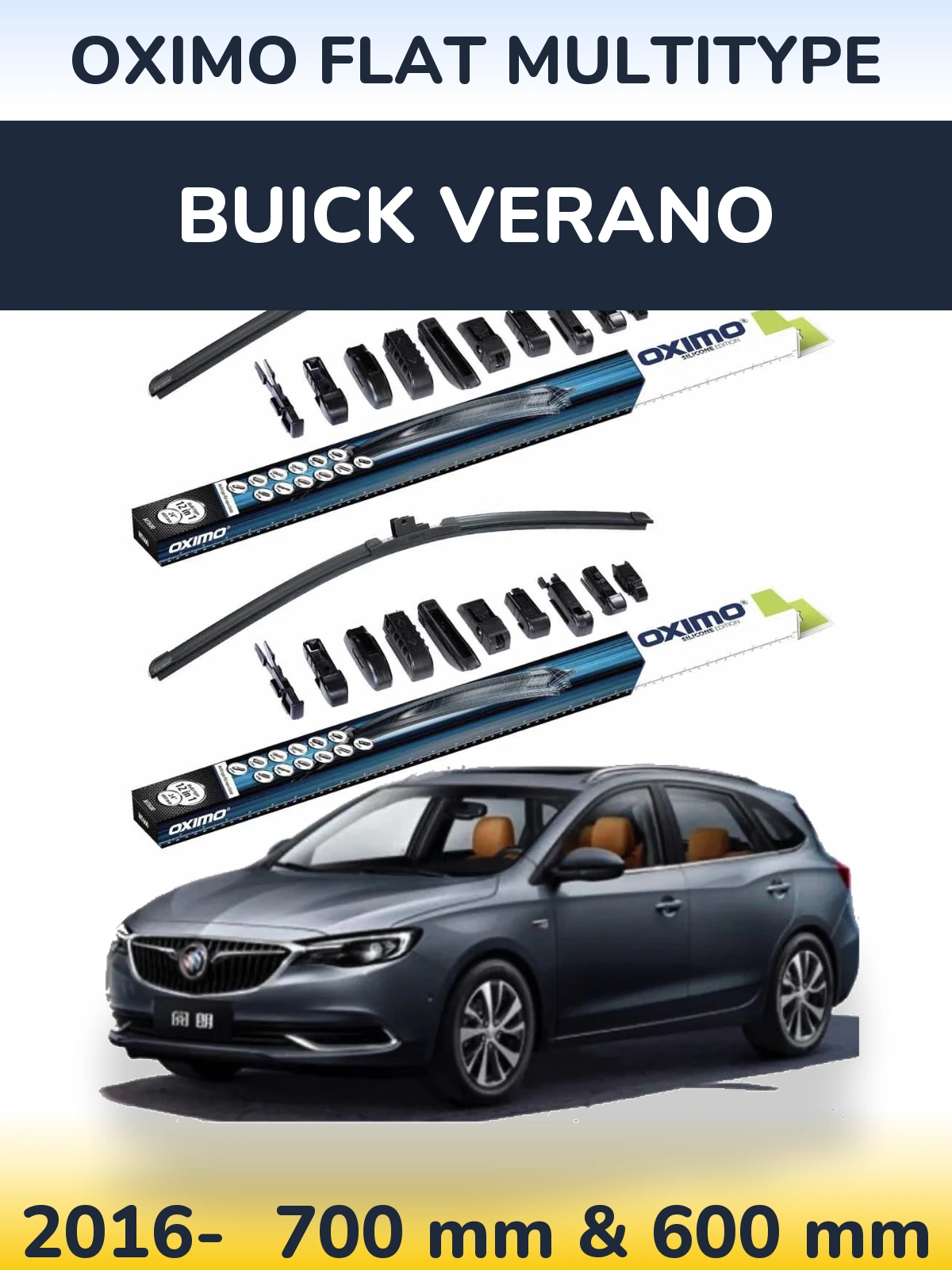 Komplet przednich wycieraczek Oximo Flat MultiType 700 & 600 mm do Buick Verano 2016-2026