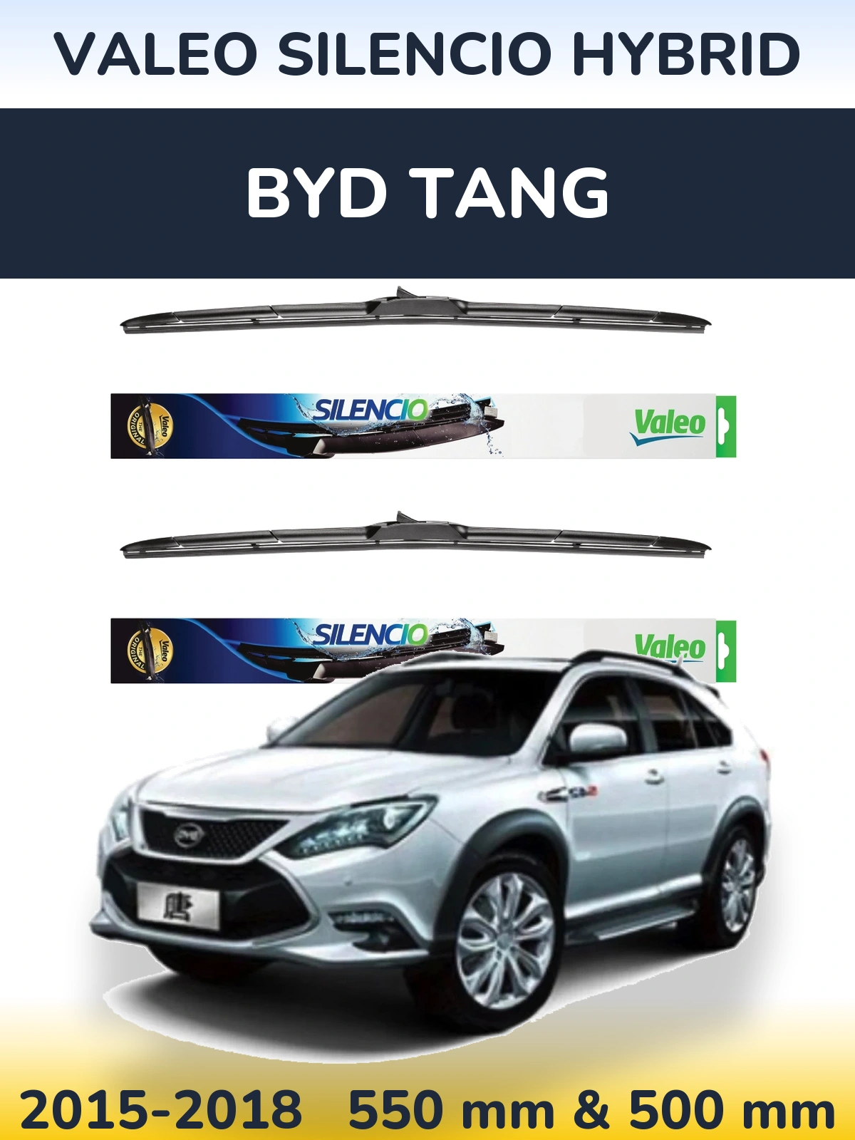 Комплект передніх щіток Valeo Silencio Hybrid 550 & 500 мм для BYD Tang 2015-2018