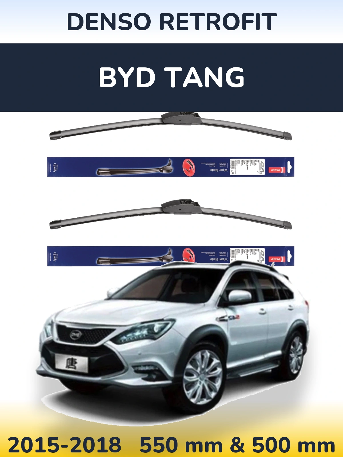 Komplet przednich wycieraczek Denso Retrofit 550 & 500 mm do BYD Tang 2015-2018