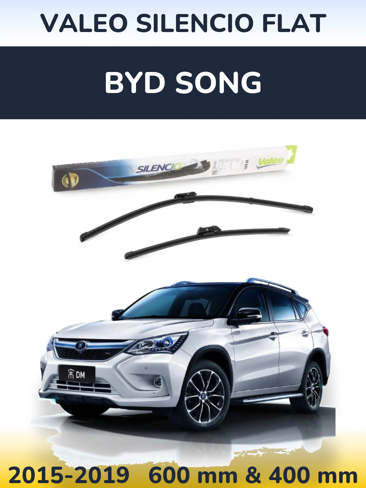 Komplet przednich wycieraczek Valeo Silencio Flat 600 & 400 mm do BYD Song 2015-2019