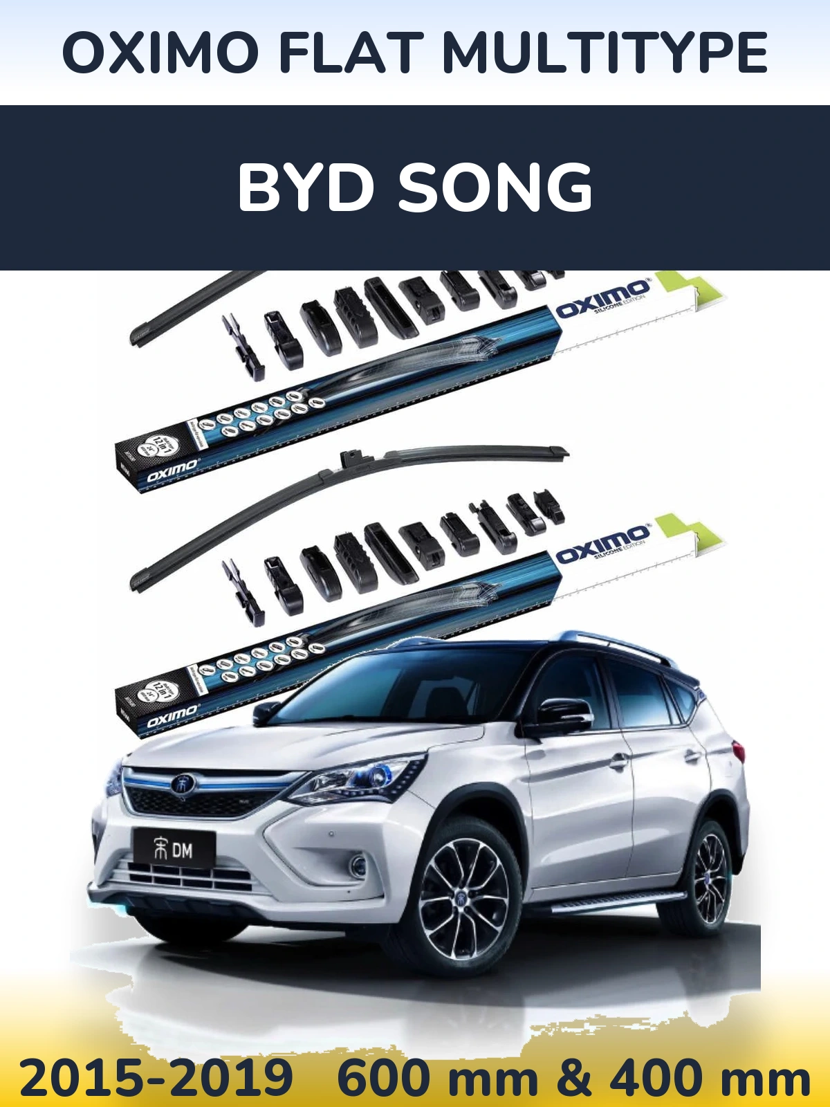 Комплект передних дворников Oximo Flat MultiТипe 600 & 400 мм для BYD Song 2015-2019