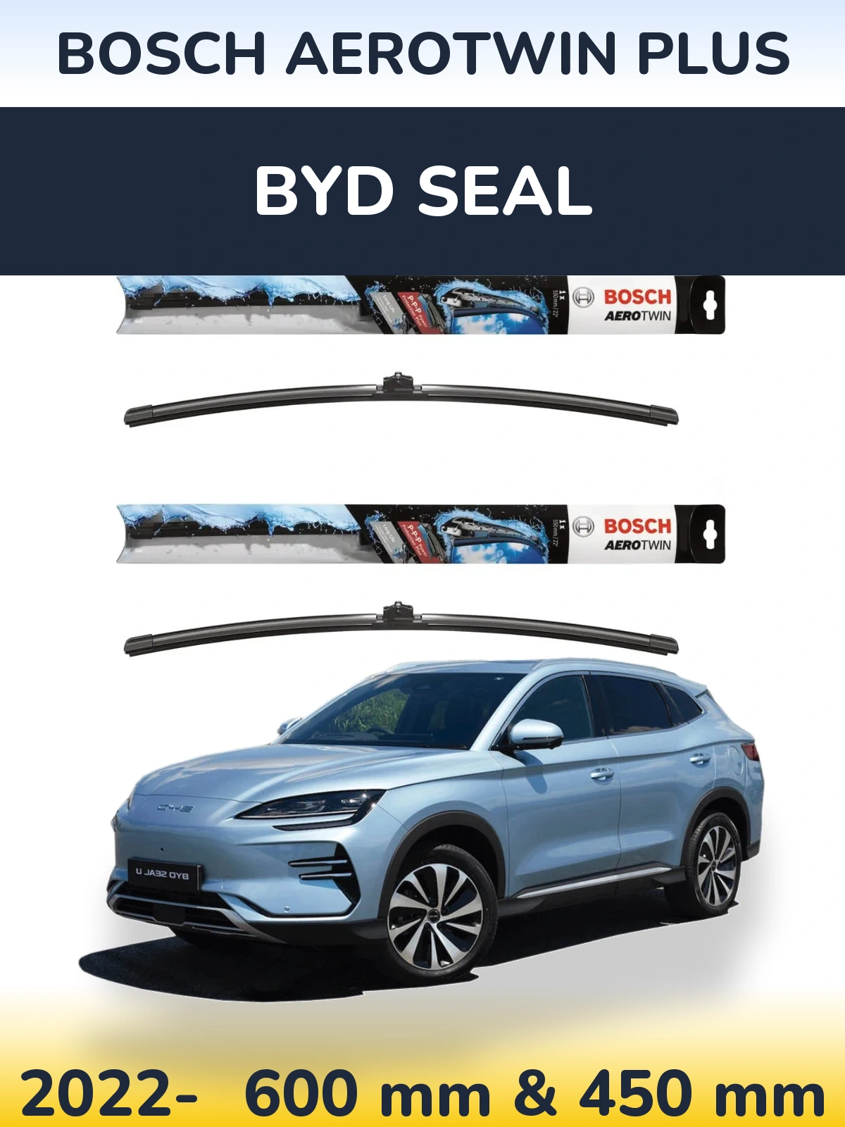 Комплект передних дворников BOSCH AeroTwin Plus 600 & 450 мм для BYD Seal 2022-2026