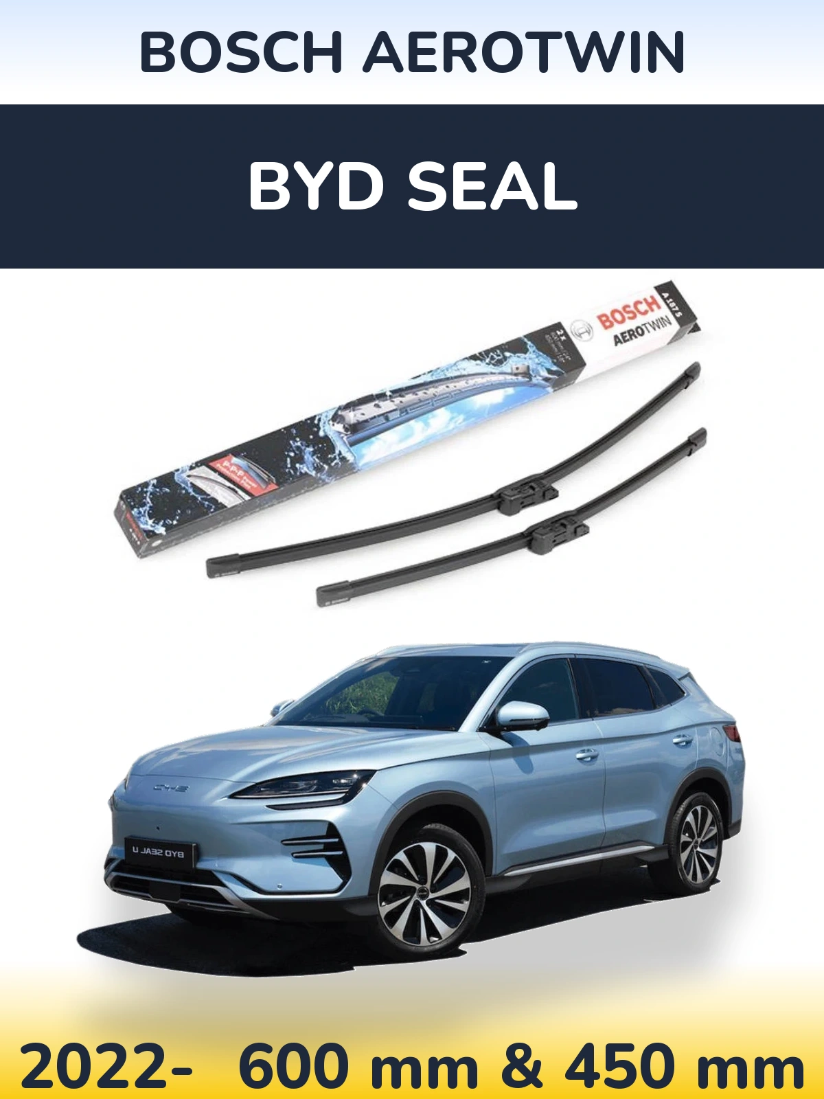 Комплект передних дворников BOSCH AeroTwin 600 & 450 мм для BYD Seal 2022-2026