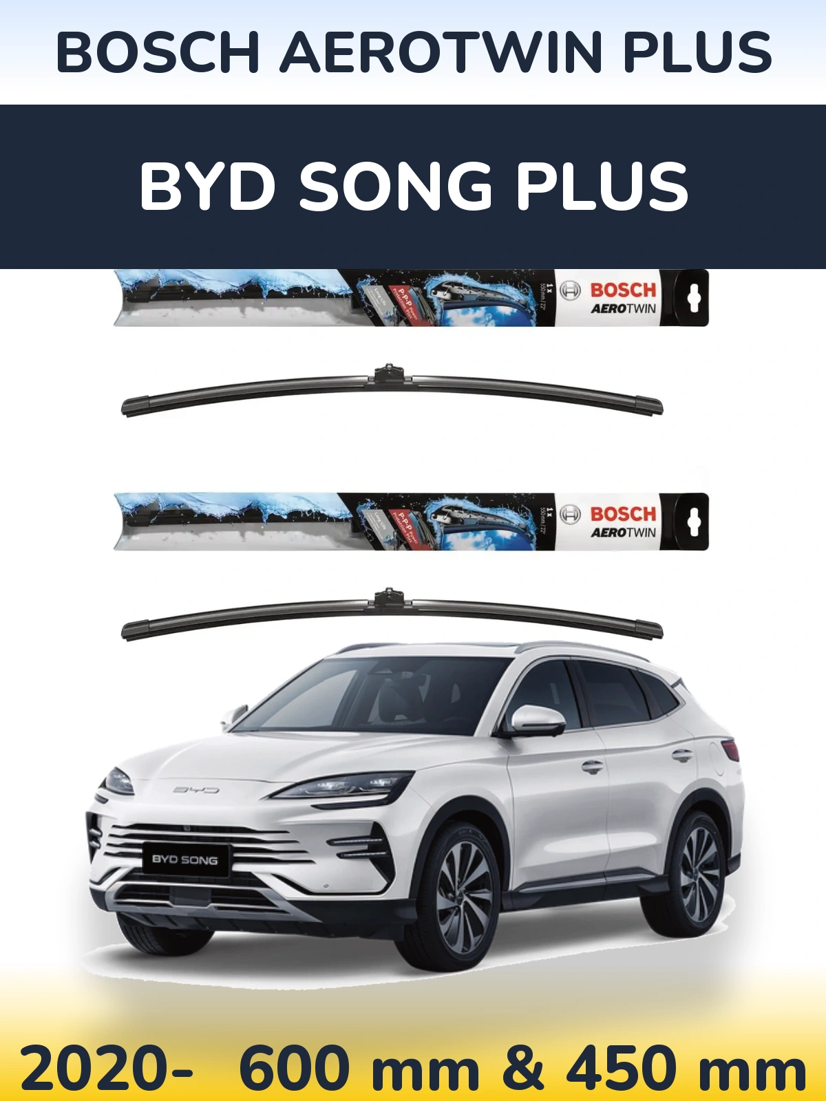 Komplet przednich wycieraczek BOSCH AeroTwin Plus 600 & 450 mm do BYD Song Plus 2020-2026