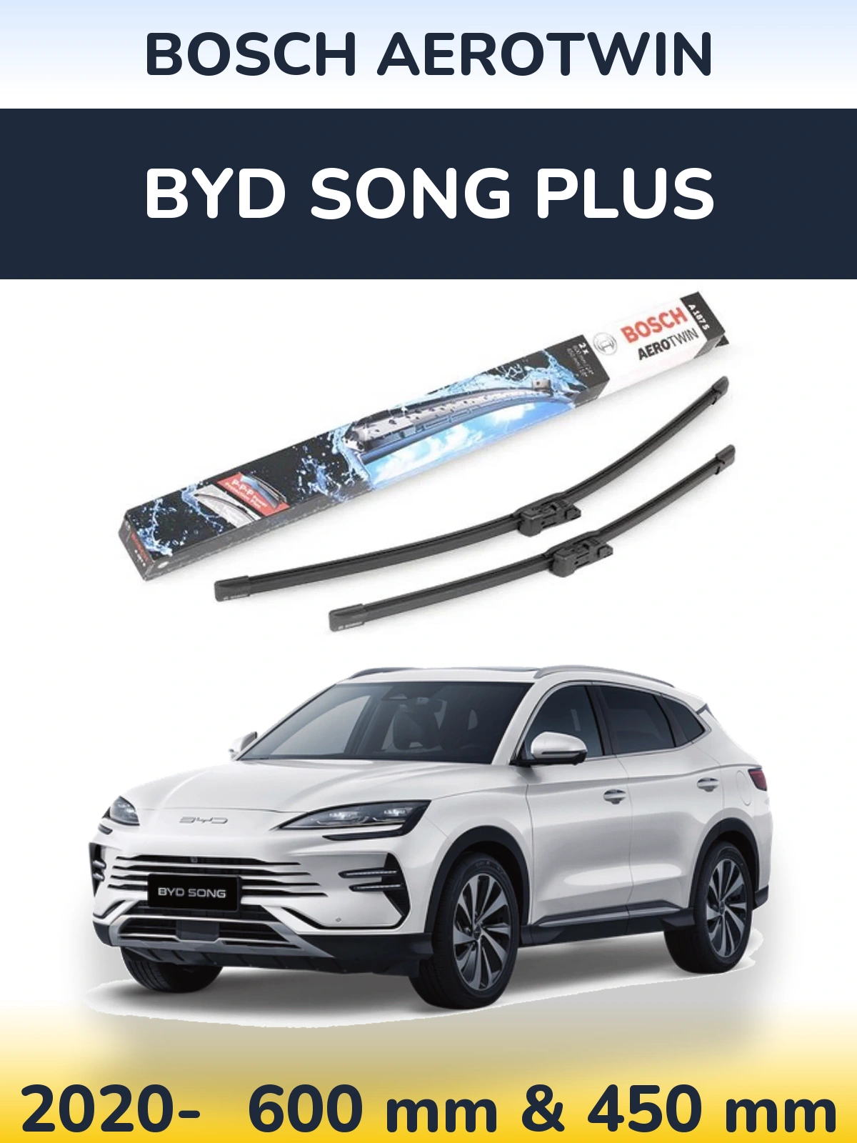 Komplet przednich wycieraczek BOSCH AeroTwin 600 & 450 mm do BYD Song Plus 2020-2026