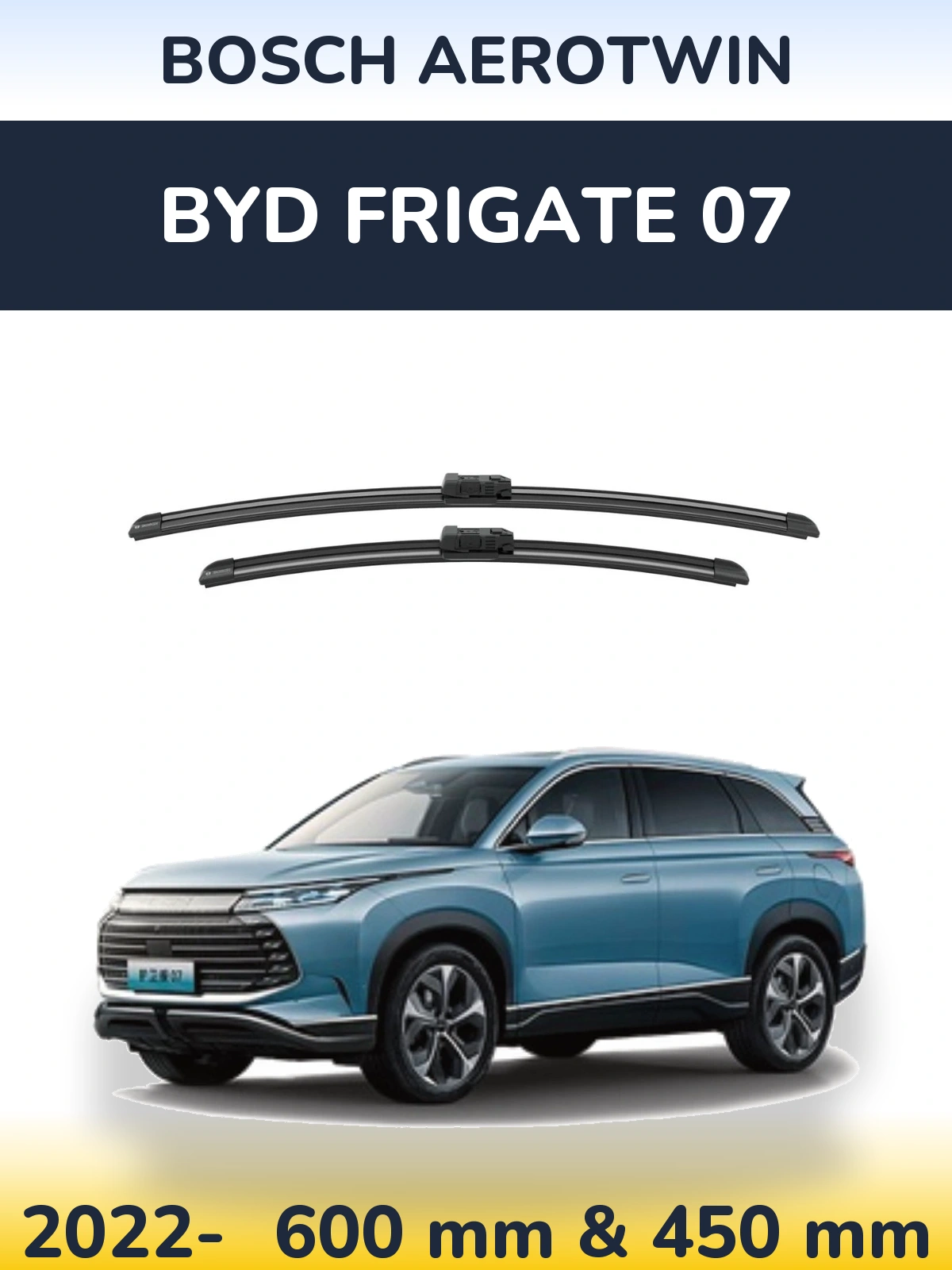 Комплект передних дворников BOSCH AeroTwin 600 & 450 мм для BYD Frigate 07 2022-2026