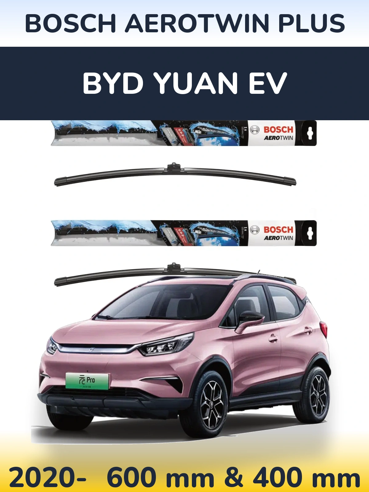 Komplet przednich wycieraczek BOSCH AeroTwin Plus 600 & 400 mm do BYD Yuan EV 2020-2026