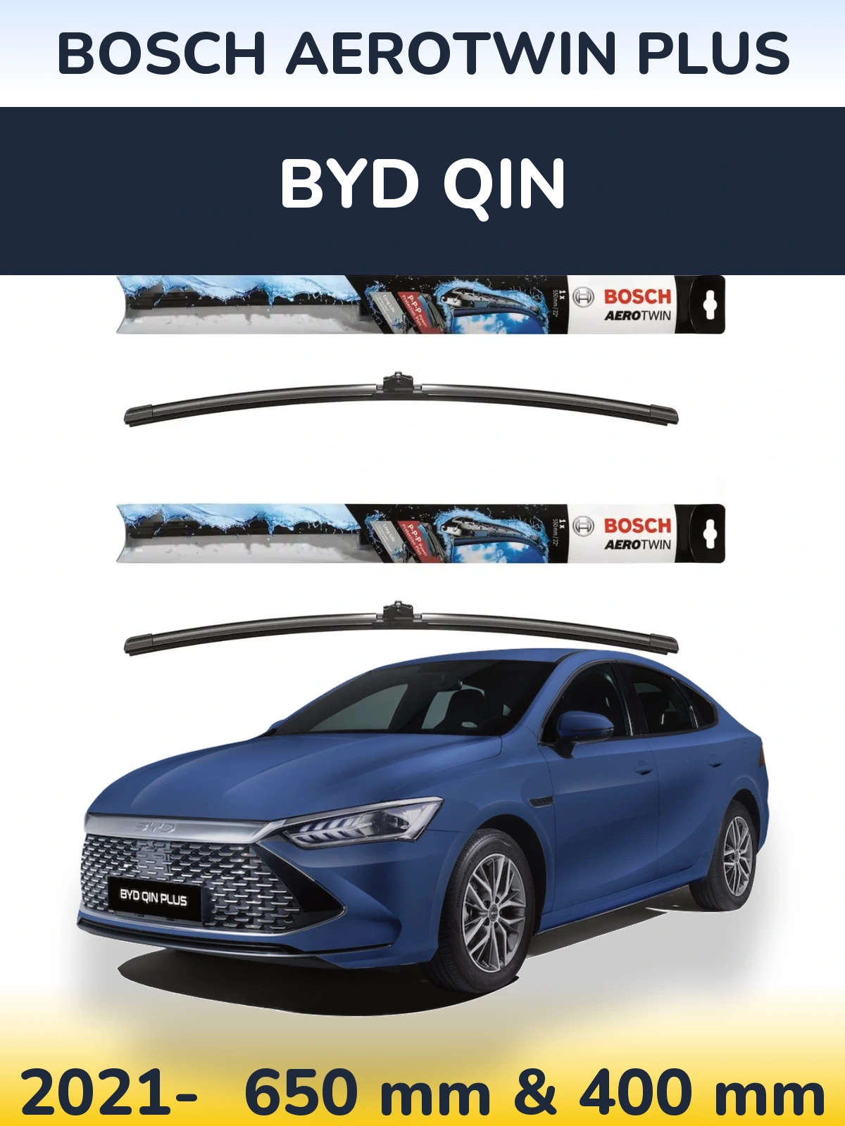 Front wiper blade set BOSCH AeroTwin Plus 650 & 400 mm for BYD Qin 2021-2026