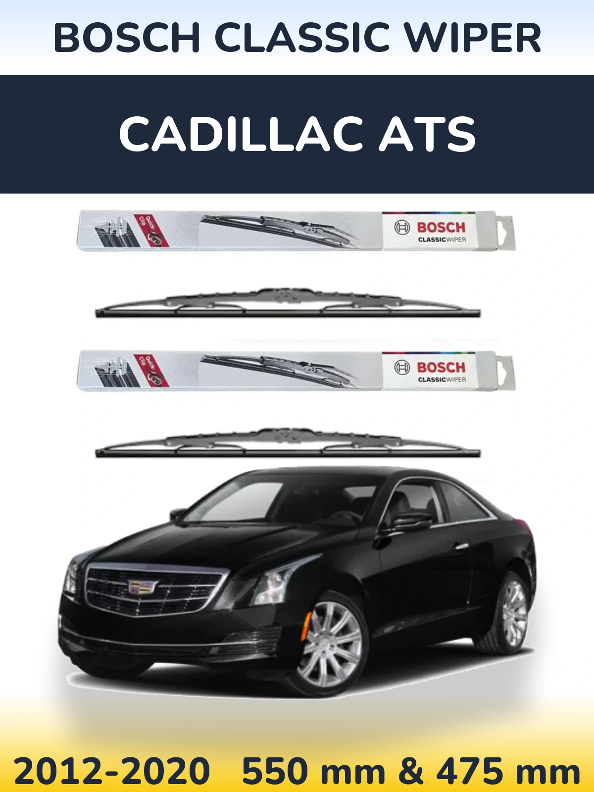 Komplet przednich wycieraczek BOSCH Classic Wiper 550 & 475 mm do Cadillac ATS 2012-2020