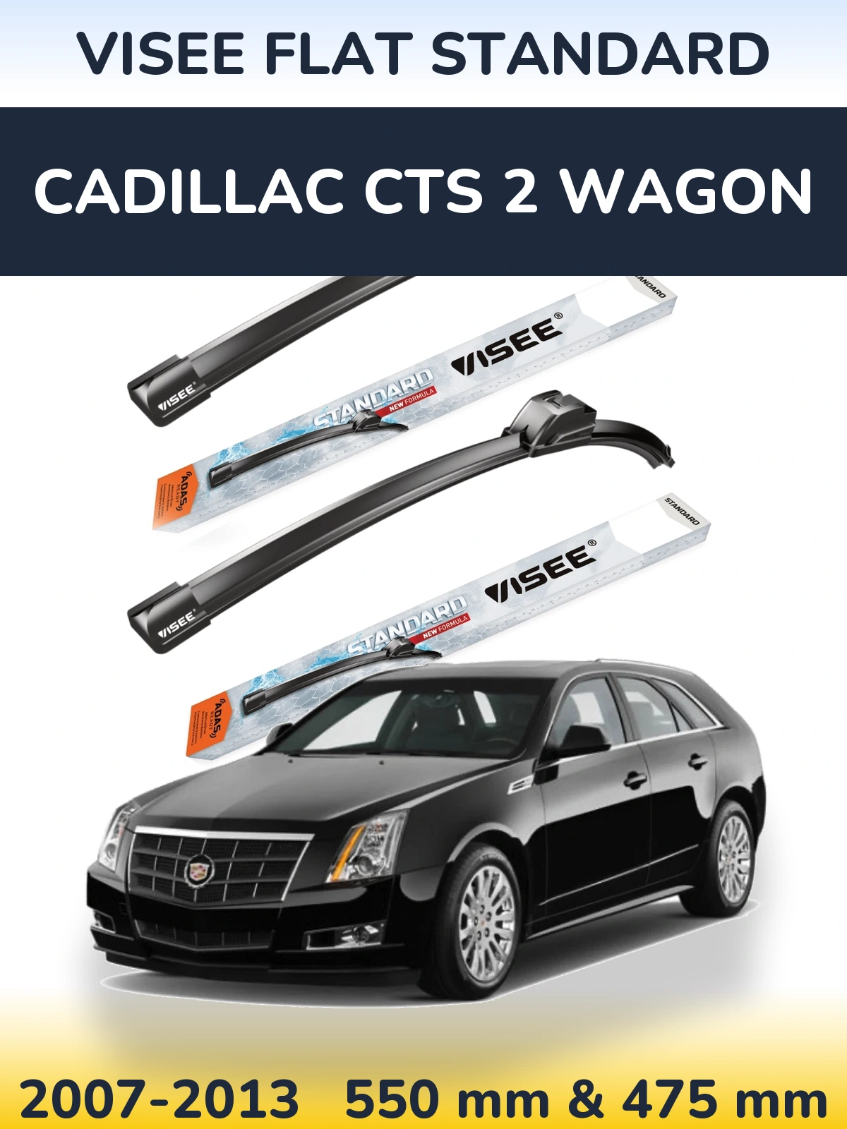 Комплект передних дворников VISEE FLAT STANDARD 550 & 475 мм для Cadillac CTS 2 Wagon 2007-2013