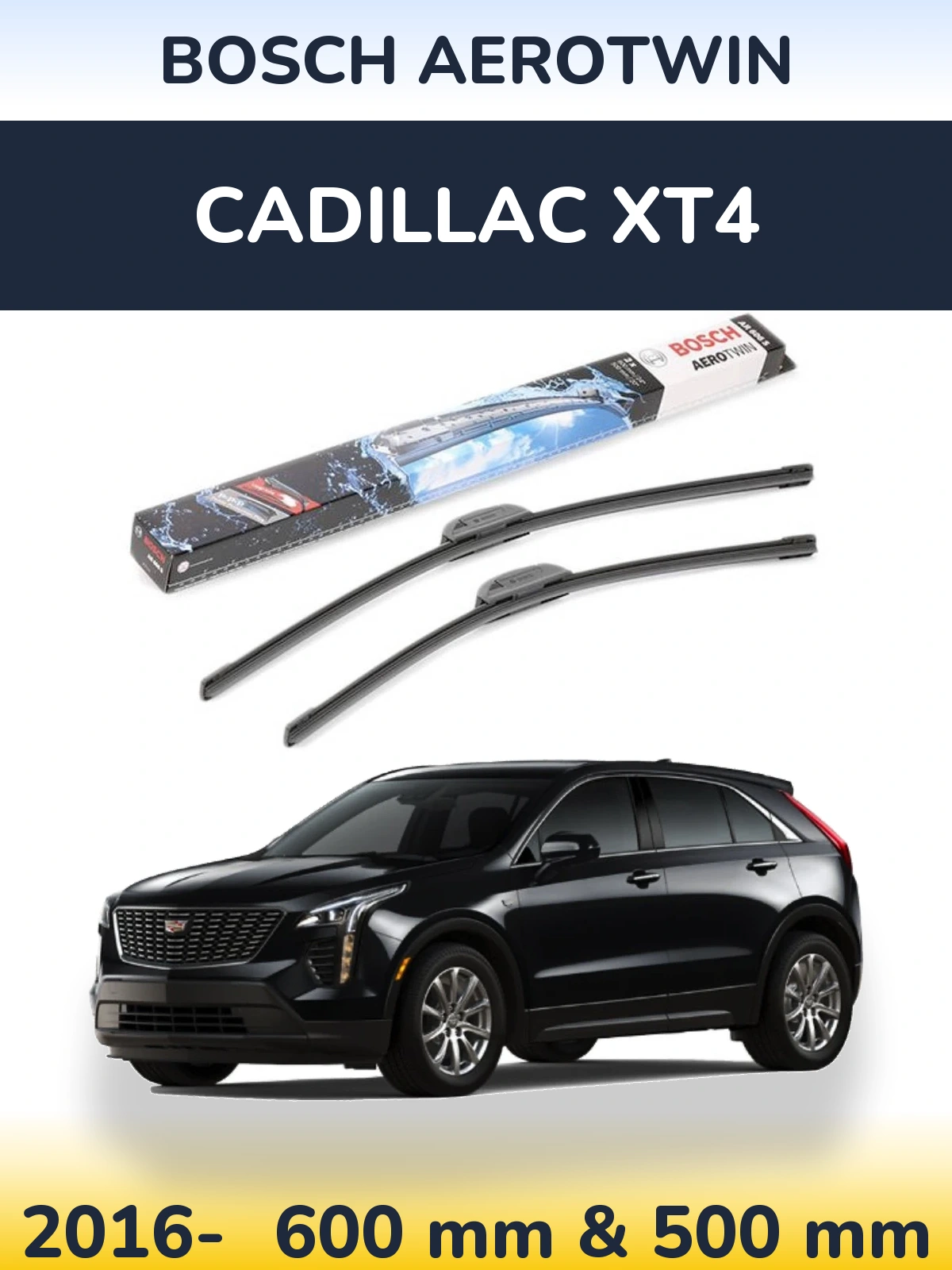 Комплект передних дворников BOSCH AeroTwin 600 & 500 мм для Cadillac XT4 2016-2026