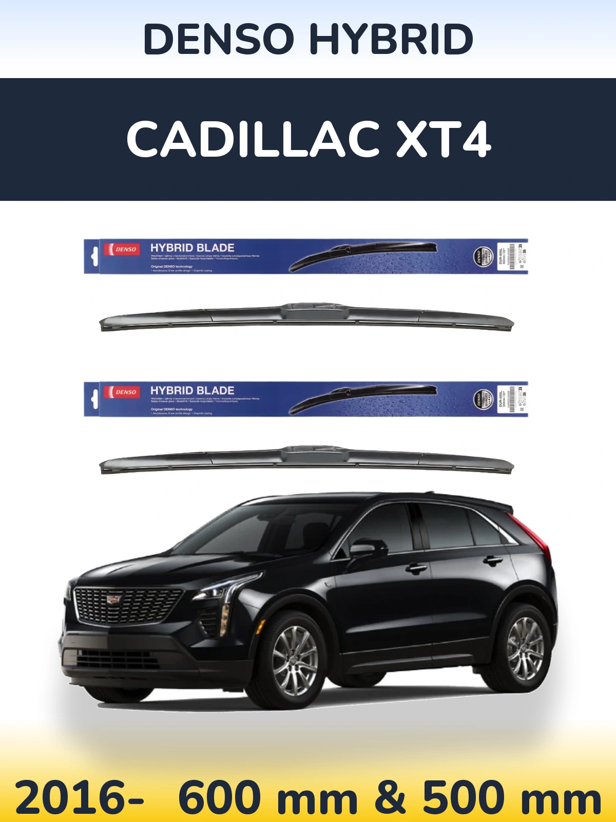 Komplet przednich wycieraczek Denso Hybrid 600 & 500 mm do Cadillac XT4 2016-2026