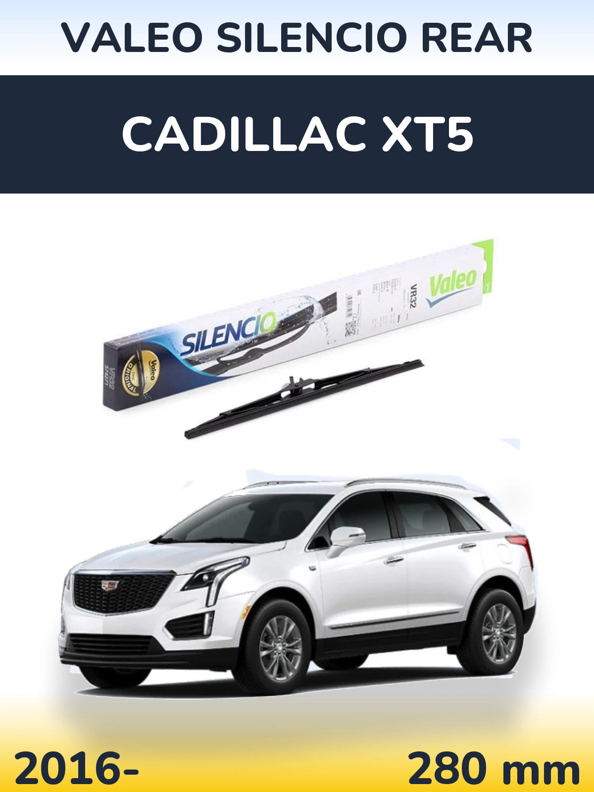 Rear wiper blade Valeo Silencio Rear 280 mm for Cadillac XT5 2016-2026