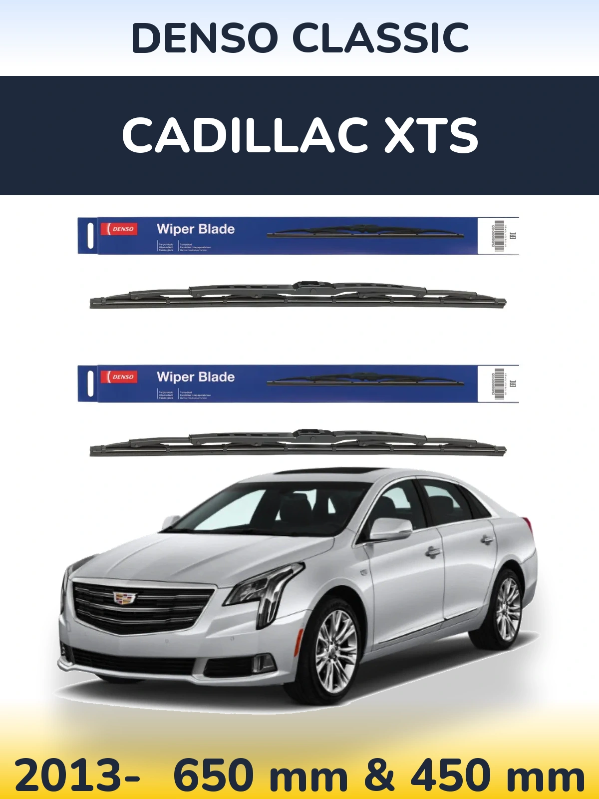 Komplet przednich wycieraczek Denso Classic 650 & 450 mm do Cadillac XTS 2013-2026