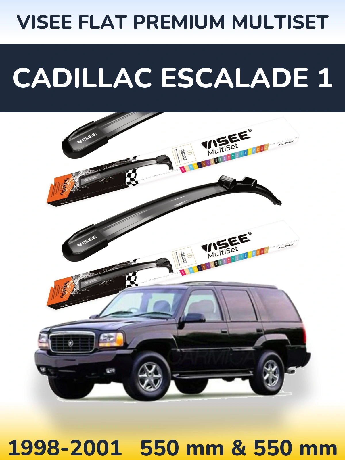 Komplet przednich wycieraczek VISEE FLAT PREMIUM MultiSet 550 & 550 mm do Cadillac Escalade 1 1998-2001