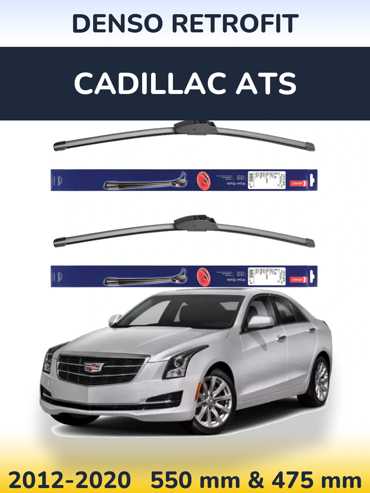 Komplet przednich wycieraczek Denso Retrofit 550 & 475 mm do Cadillac ATS 2012-2020