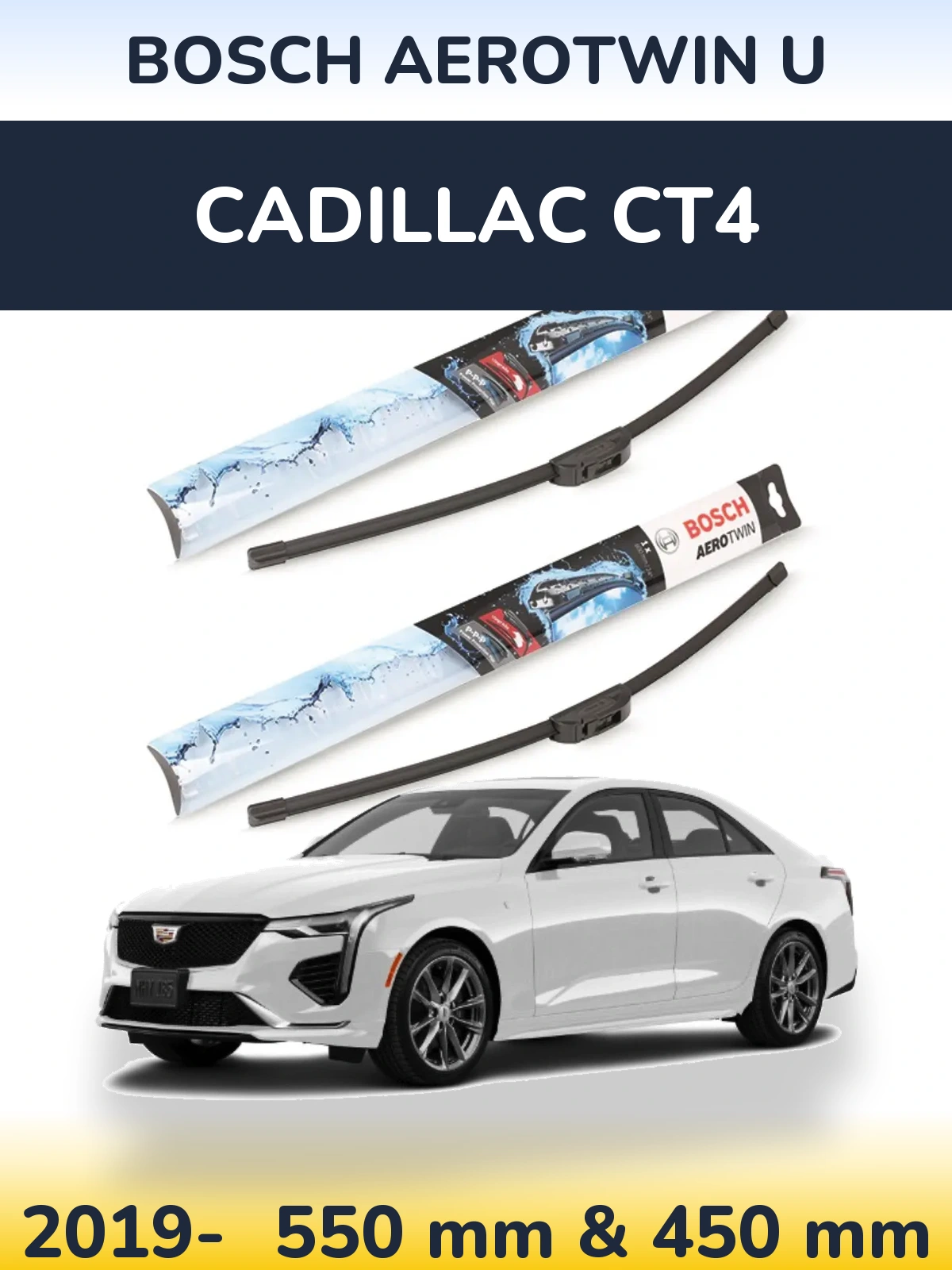Komplet przednich wycieraczek BOSCH AeroTwin U 550 & 450 mm do Cadillac CT4 2019-2026