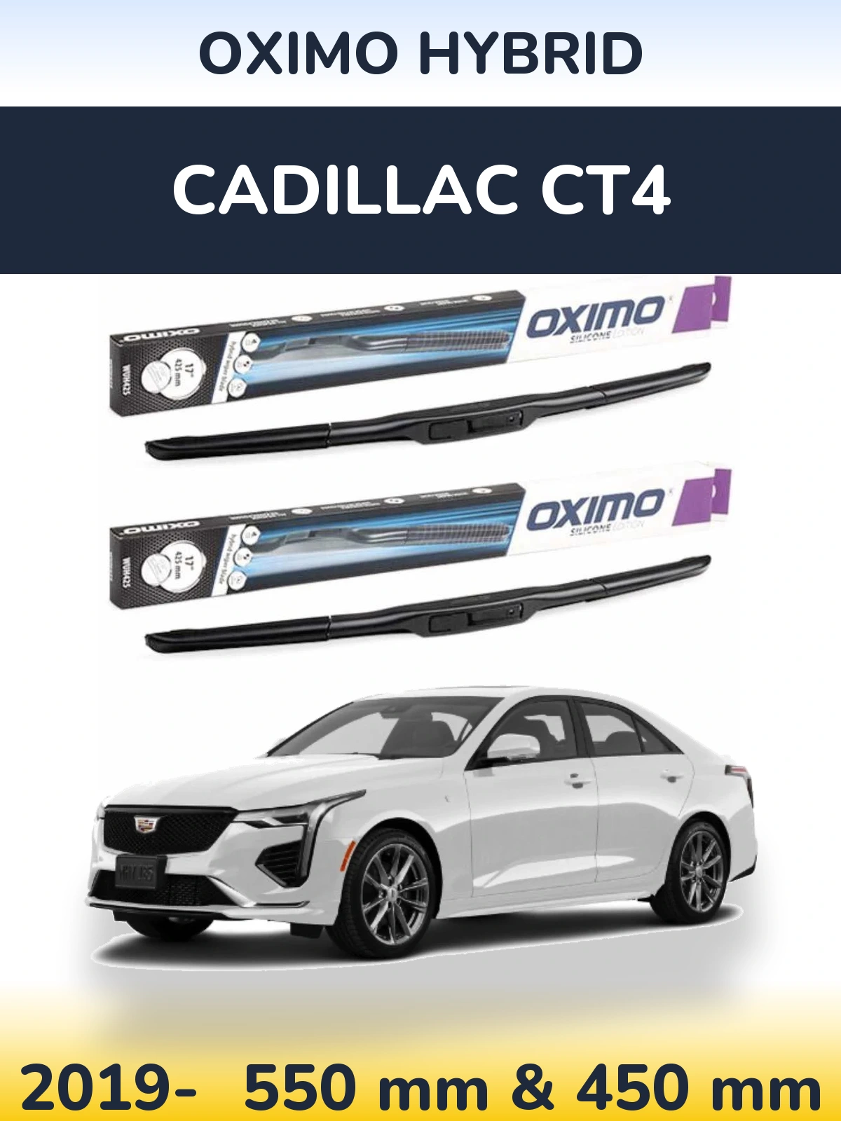 Komplet przednich wycieraczek Oximo Hybrid 550 & 450 mm do Cadillac CT4 2019-2026