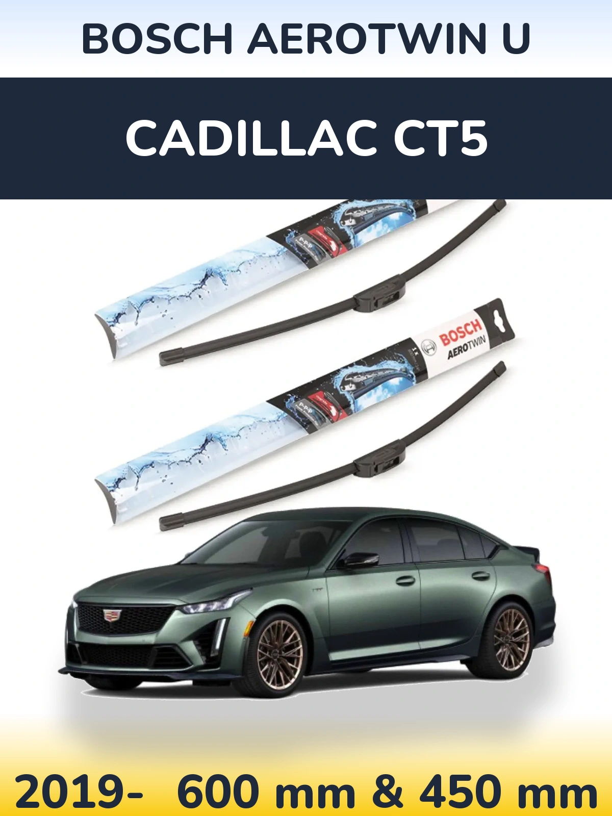 Komplet przednich wycieraczek BOSCH AeroTwin U 600 & 450 mm do Cadillac CT5 2019-2026