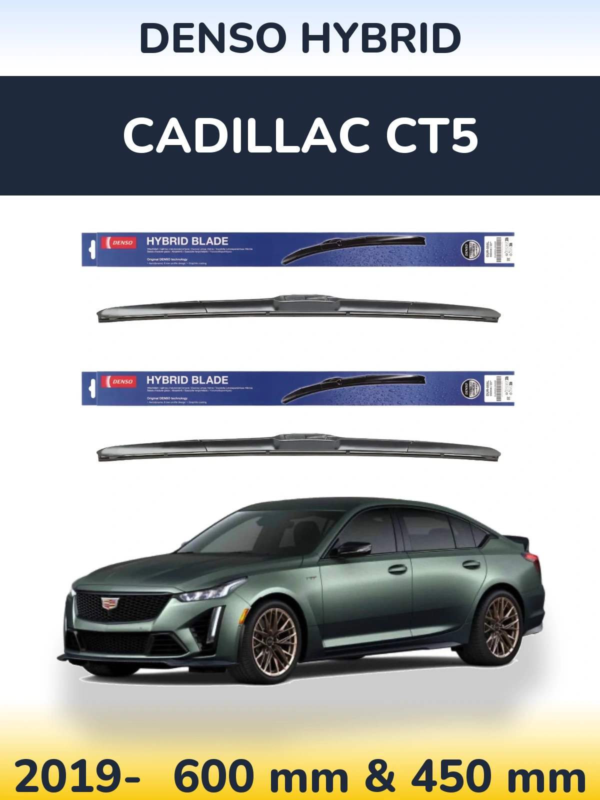 Komplet przednich wycieraczek Denso Hybrid 600 & 450 mm do Cadillac CT5 2019-2026