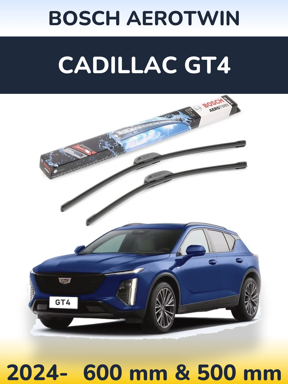 Komplet przednich wycieraczek BOSCH AeroTwin 600 & 500 mm do Cadillac GT4 2024-2026