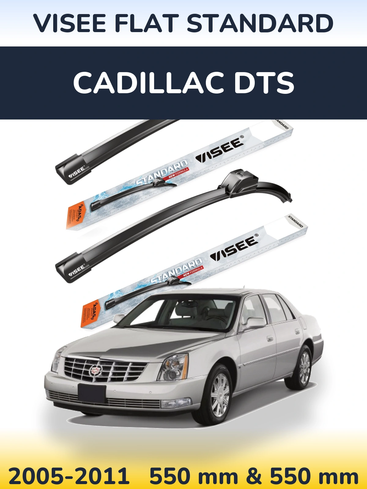 Комплект передних дворников VISEE FLAT STANDARD 550 & 550 мм для Cadillac DTS 2005-2011