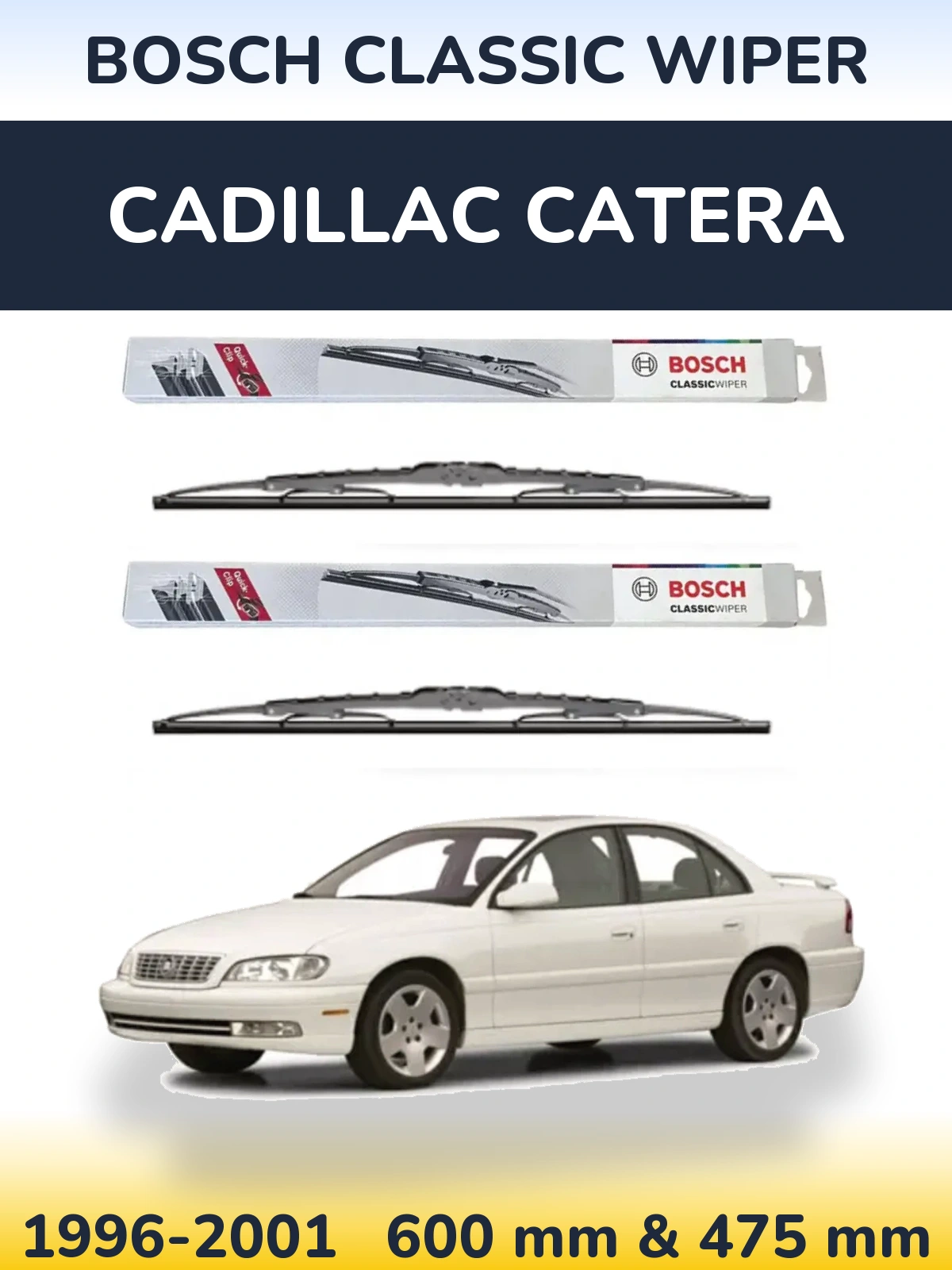 Комплект передніх щіток BOSCH Classic Wiper 600 & 475 мм для Cadillac Catera 1996-2001